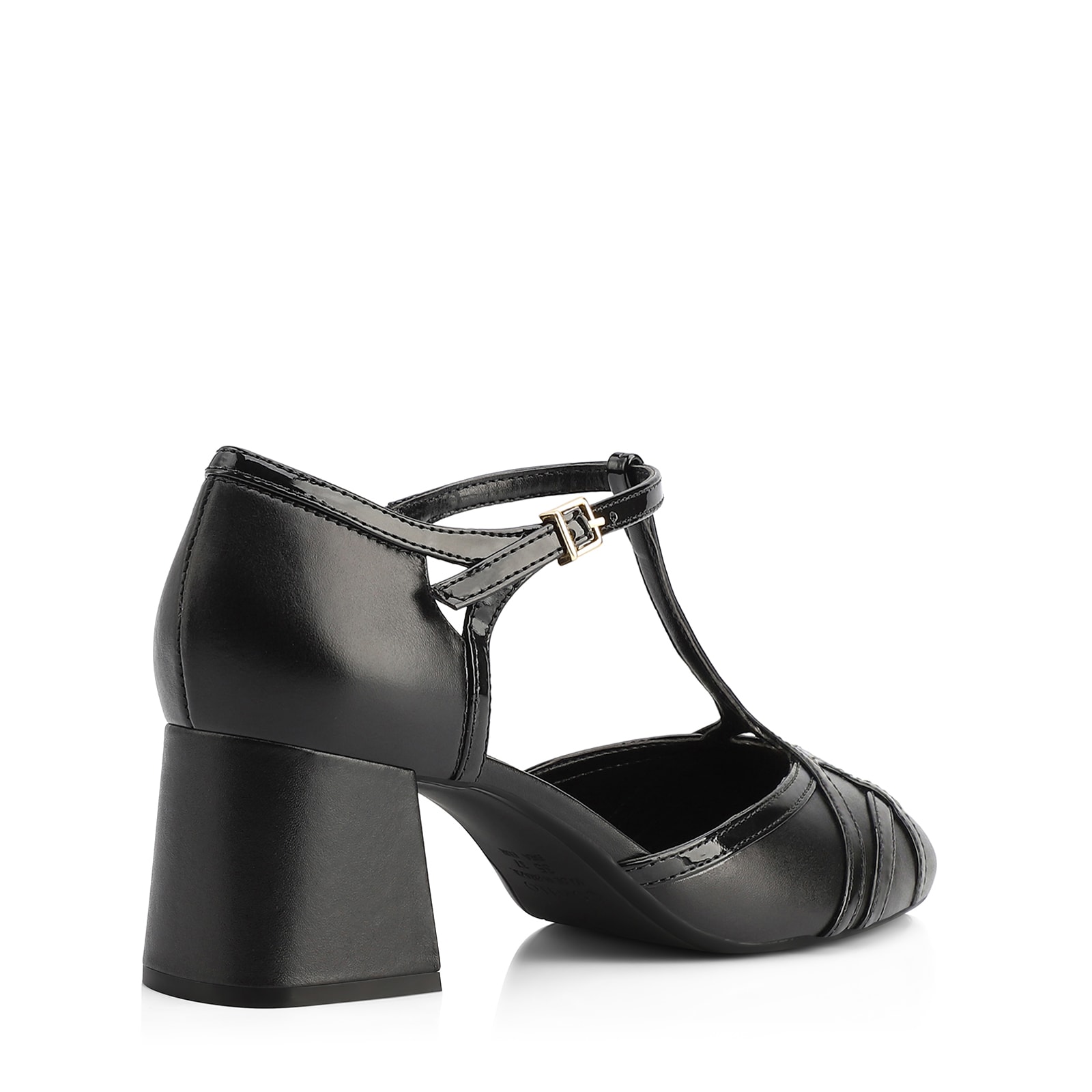 Scarpin Tiras Couro/Verniz Preto