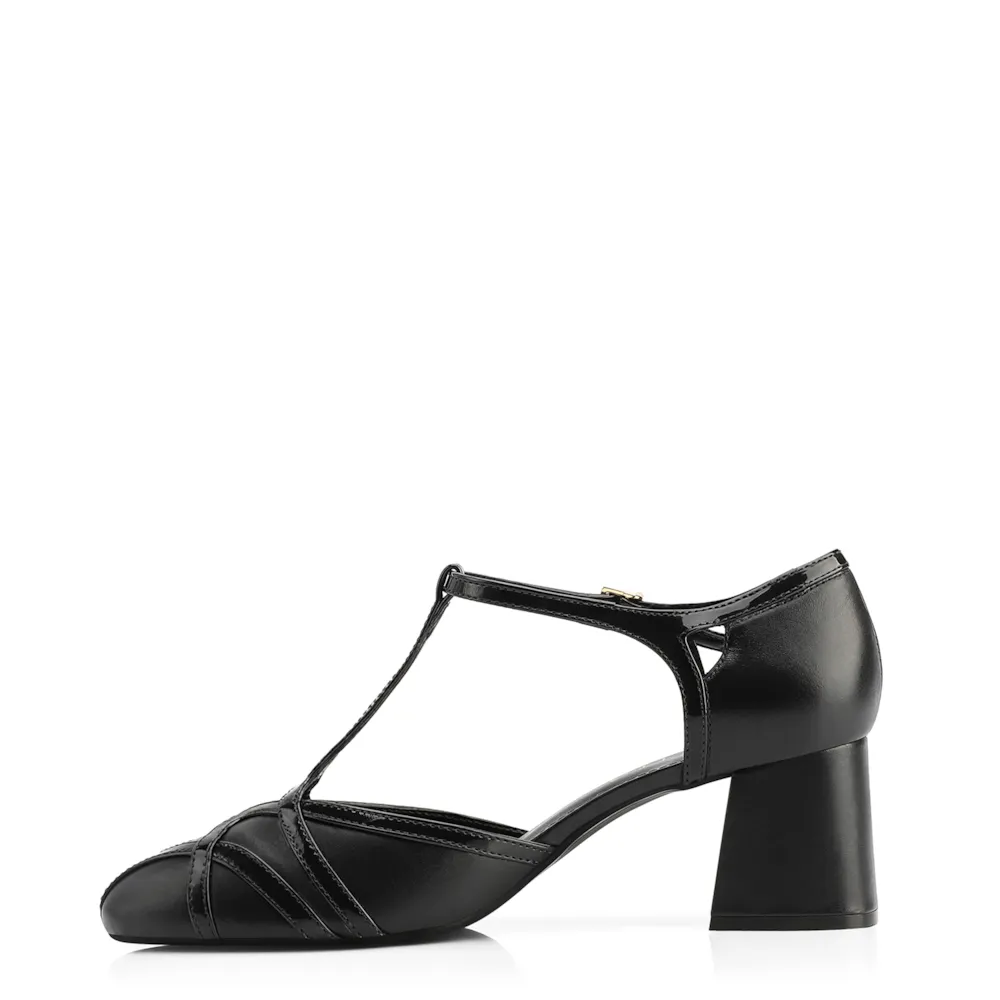 Scarpin Tiras Couro/Verniz Preto - imagem 5