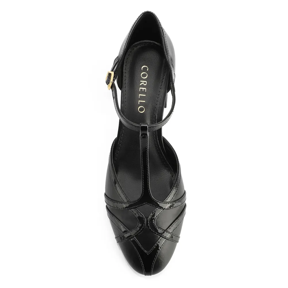 Scarpin Tiras Couro/Verniz Preto - imagem 6