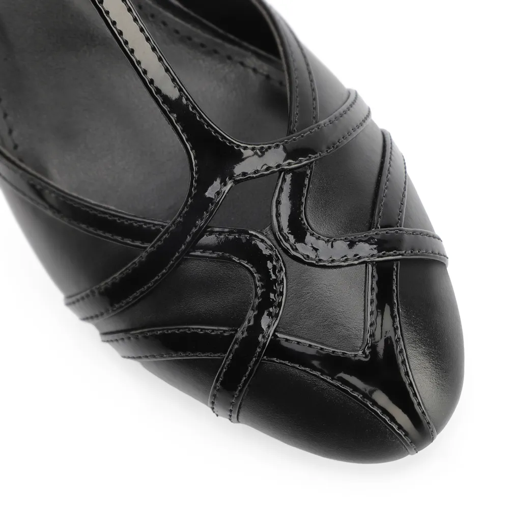 Scarpin Tiras Couro/Verniz Preto - imagem 7