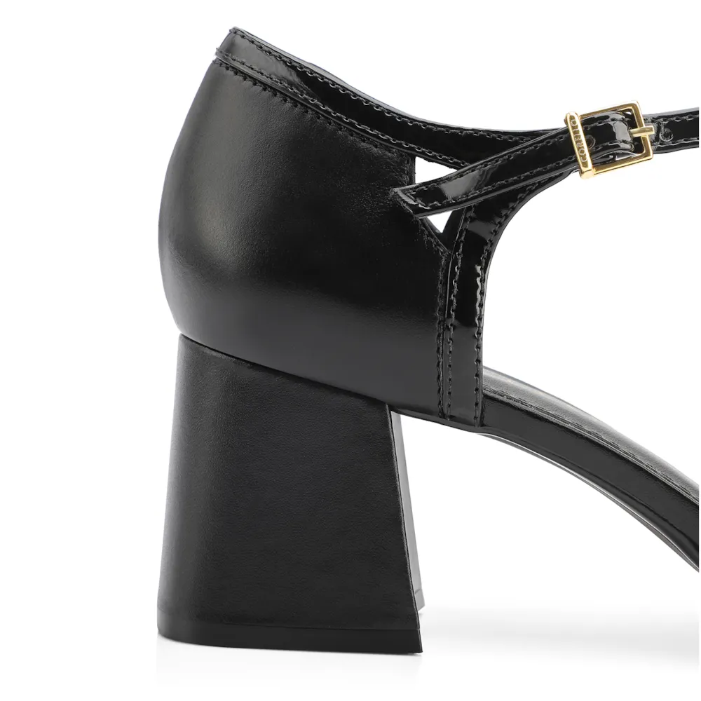Scarpin Tiras Couro/Verniz Preto - imagem 8