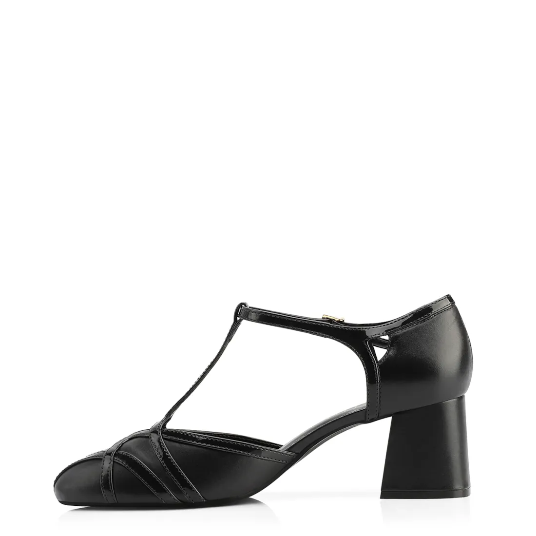 Scarpin Tiras Couro/Verniz Preto - foto 5