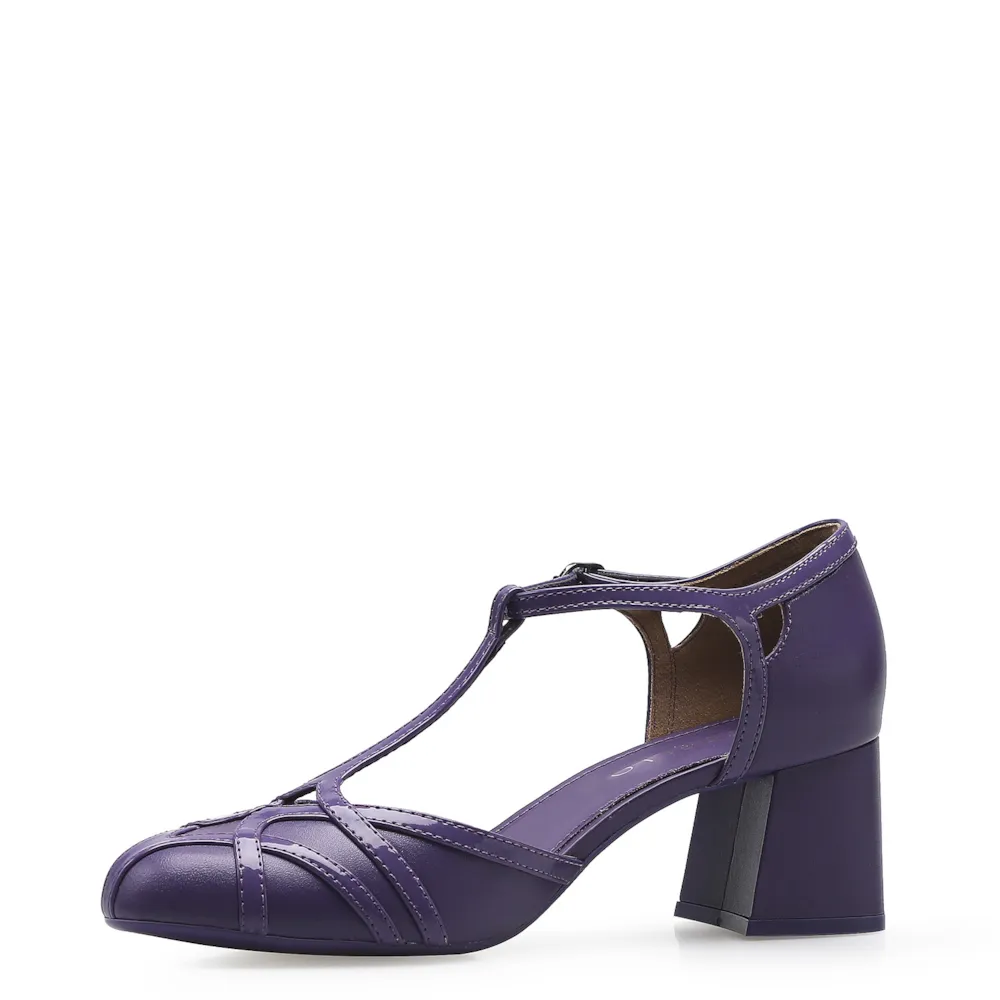 Scarpin Tiras Couro/Verniz Roxo - imagem 4