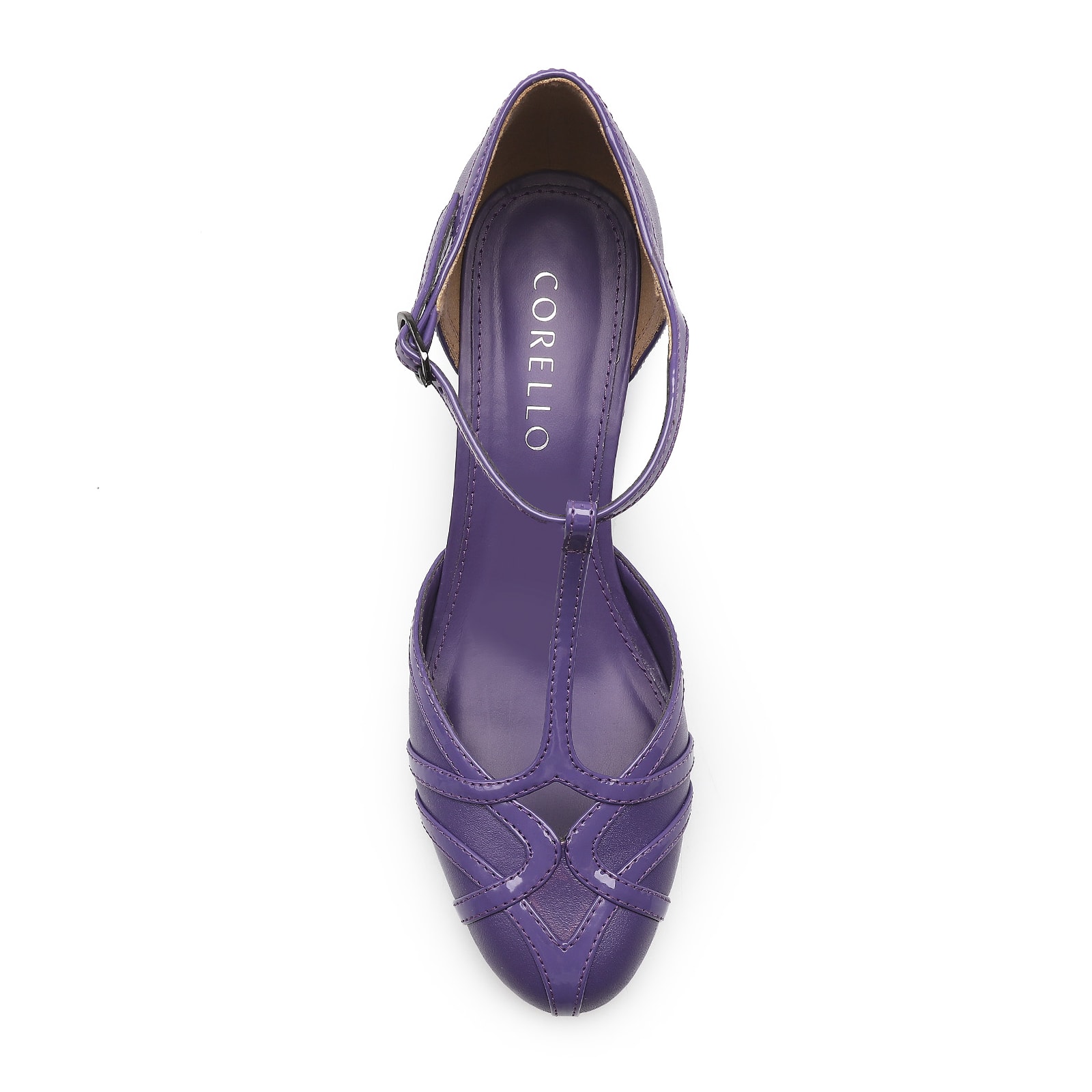 Scarpin Tiras Couro/Verniz Roxo