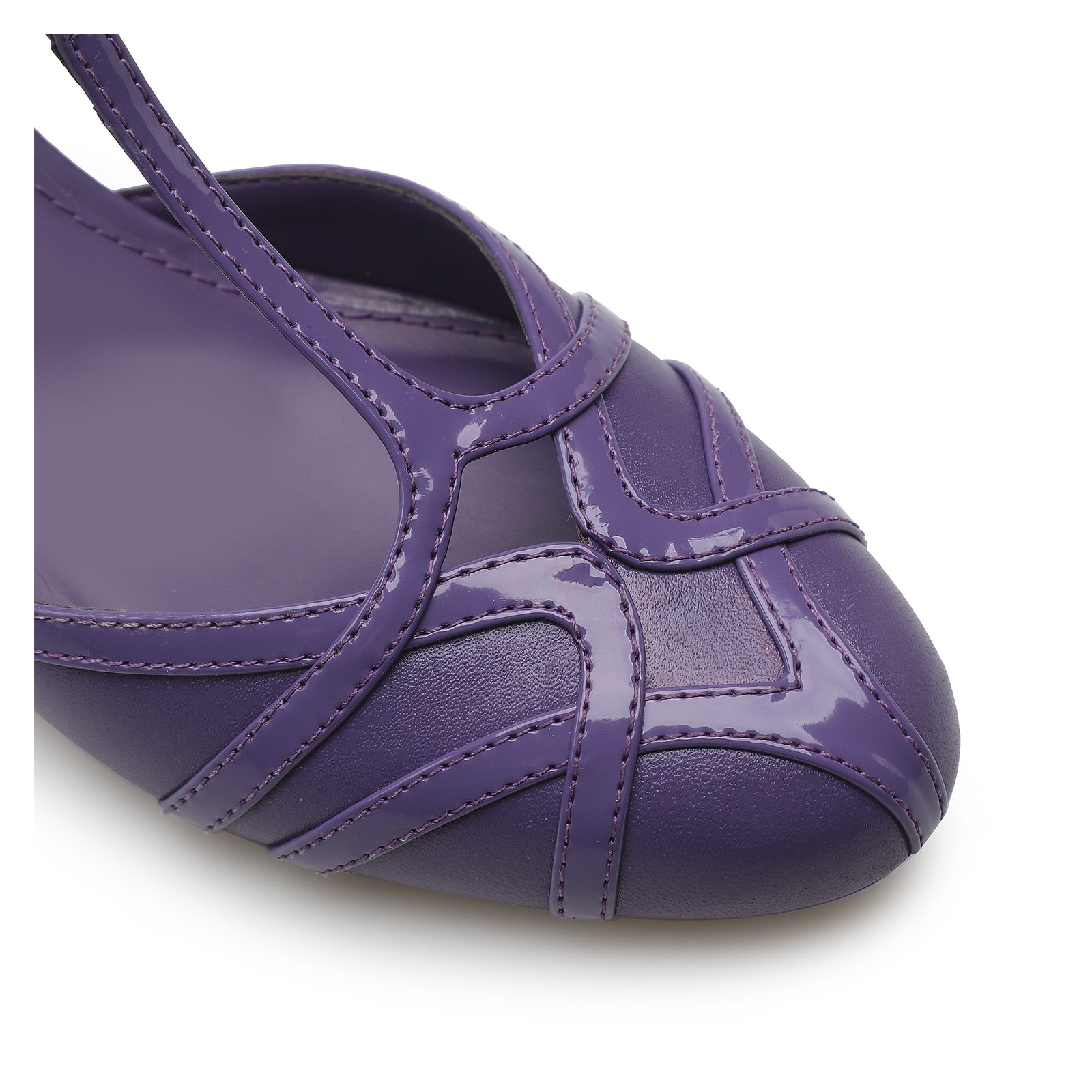 Scarpin Tiras Couro/Verniz Roxo