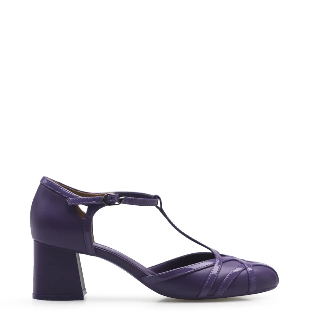Scarpin Tiras Couro/Verniz Roxo - imagem 2