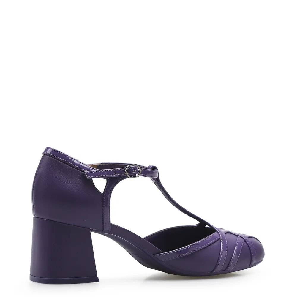 Scarpin Tiras Couro/Verniz Roxo - imagem 3