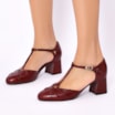 Scarpin Tiras Couro Vinho /Verniz Vinho - imagem 2