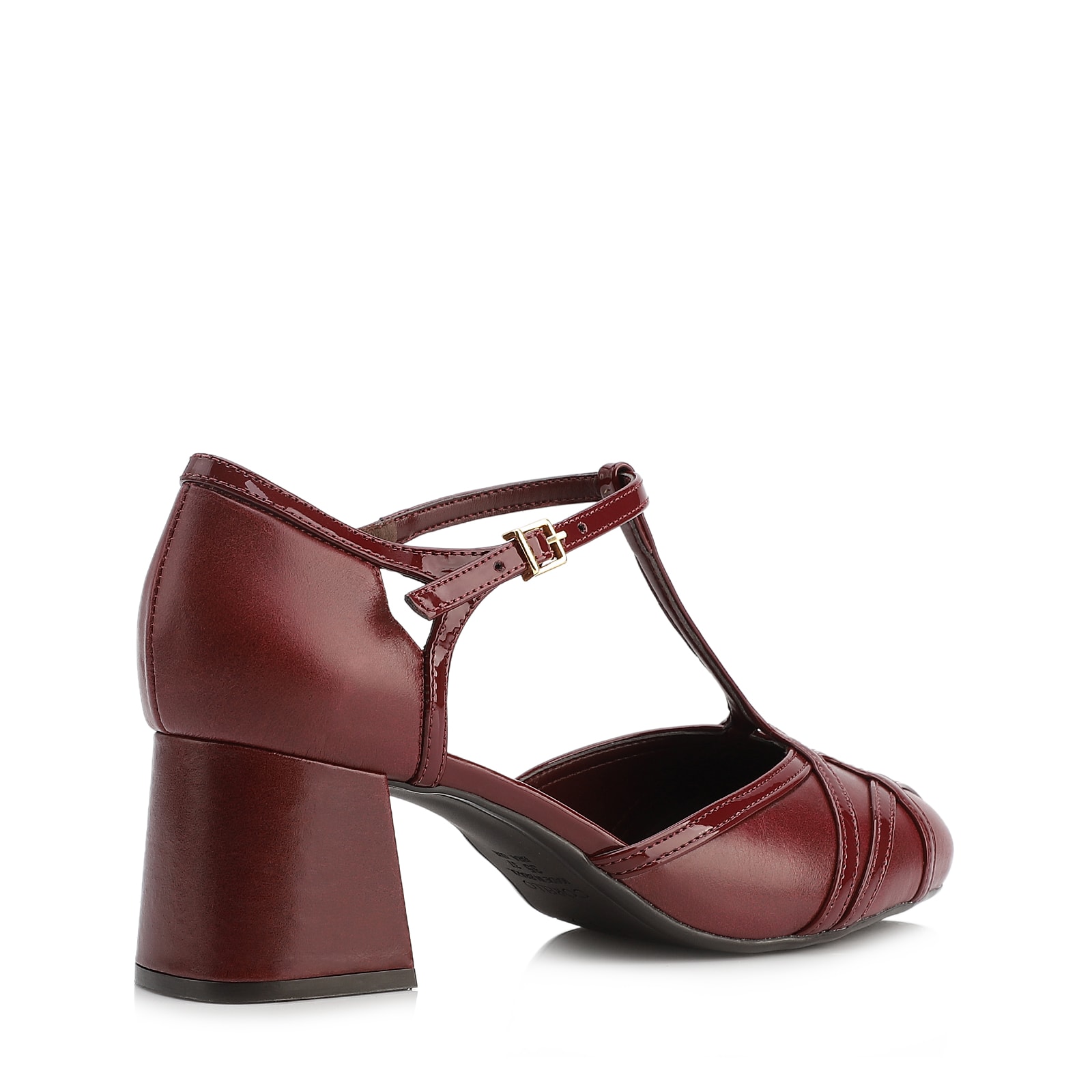 Scarpin Tiras Couro Vinho /Verniz Vinho
