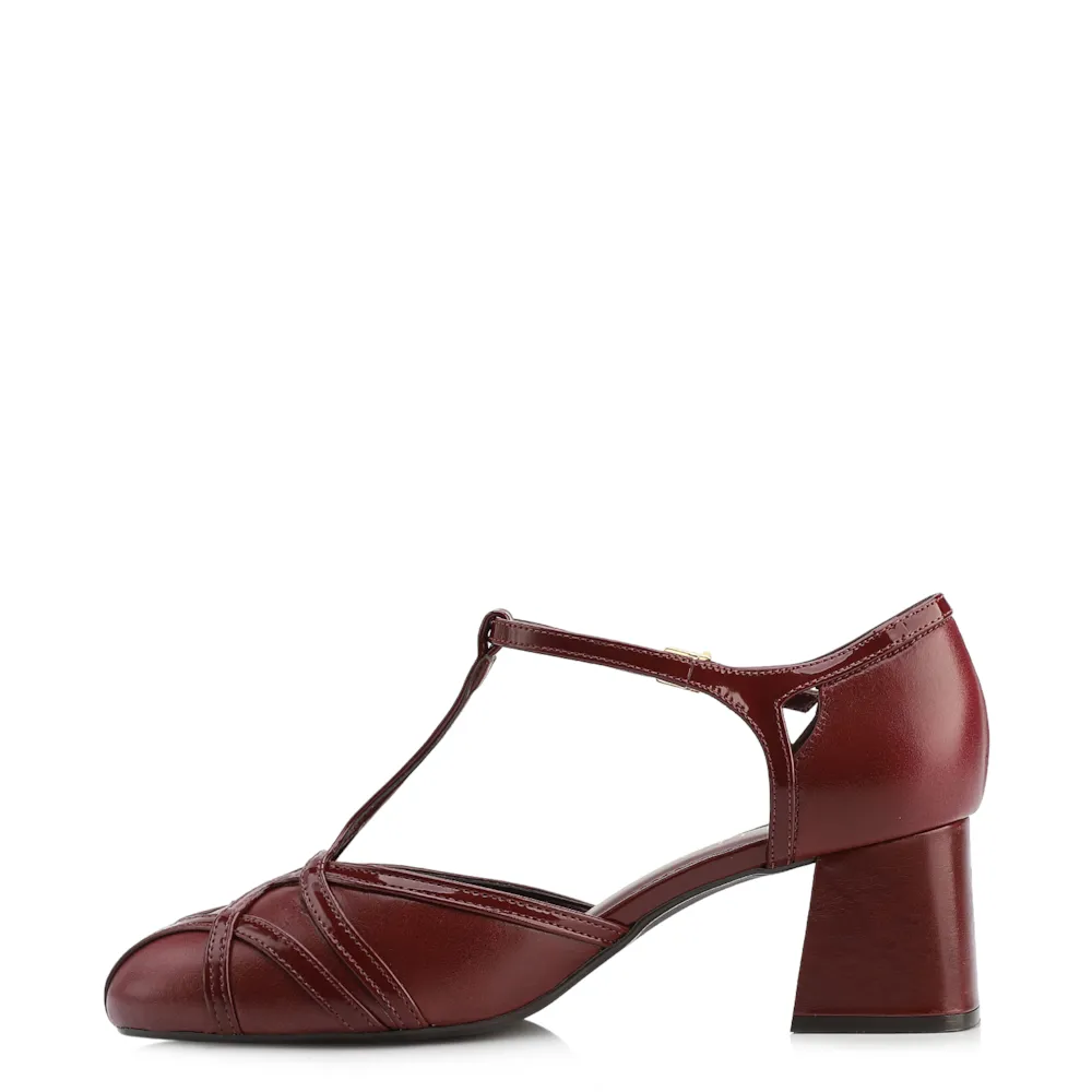 Scarpin Tiras Couro Vinho /Verniz Vinho - imagem 5