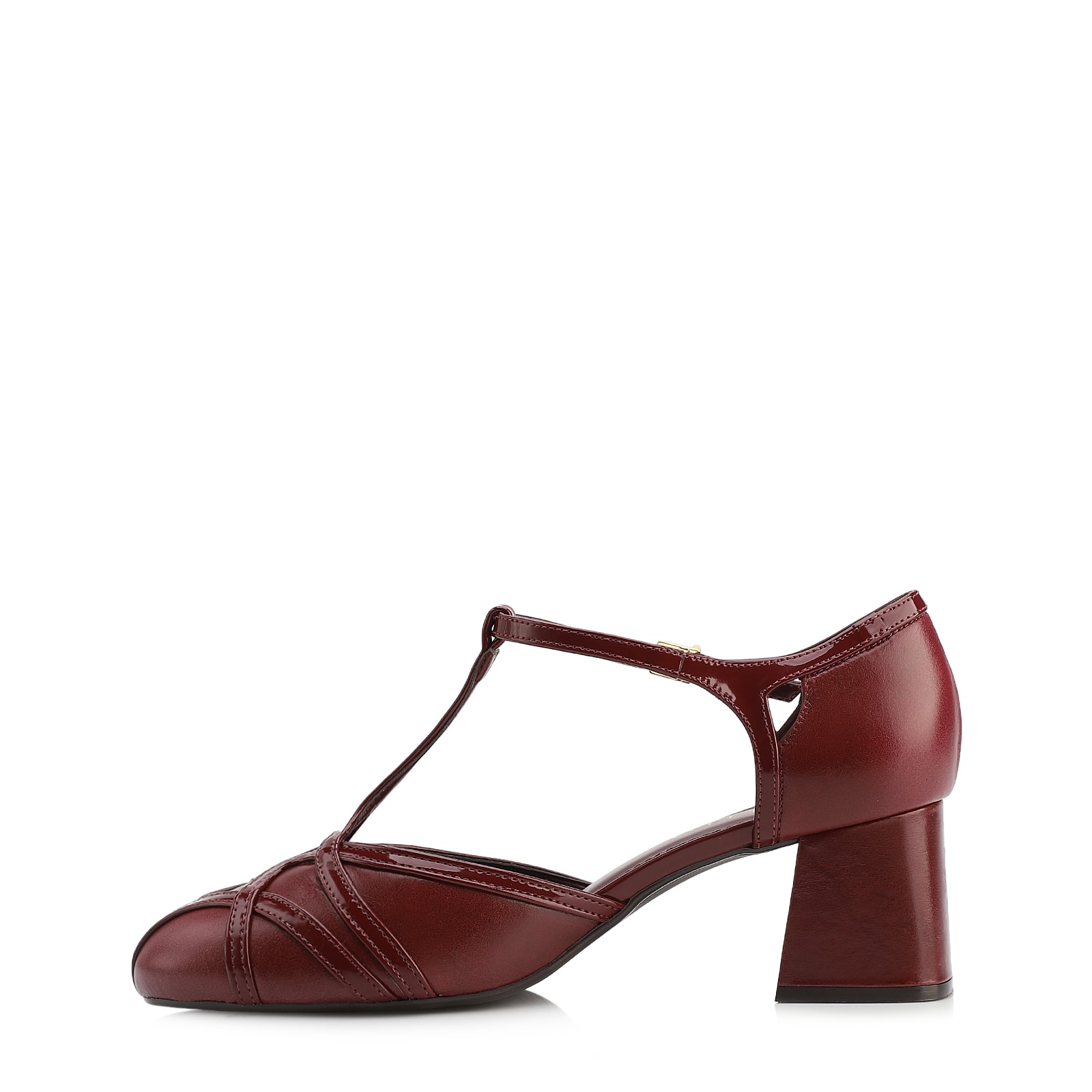 Scarpin Tiras Couro Vinho /Verniz Vinho