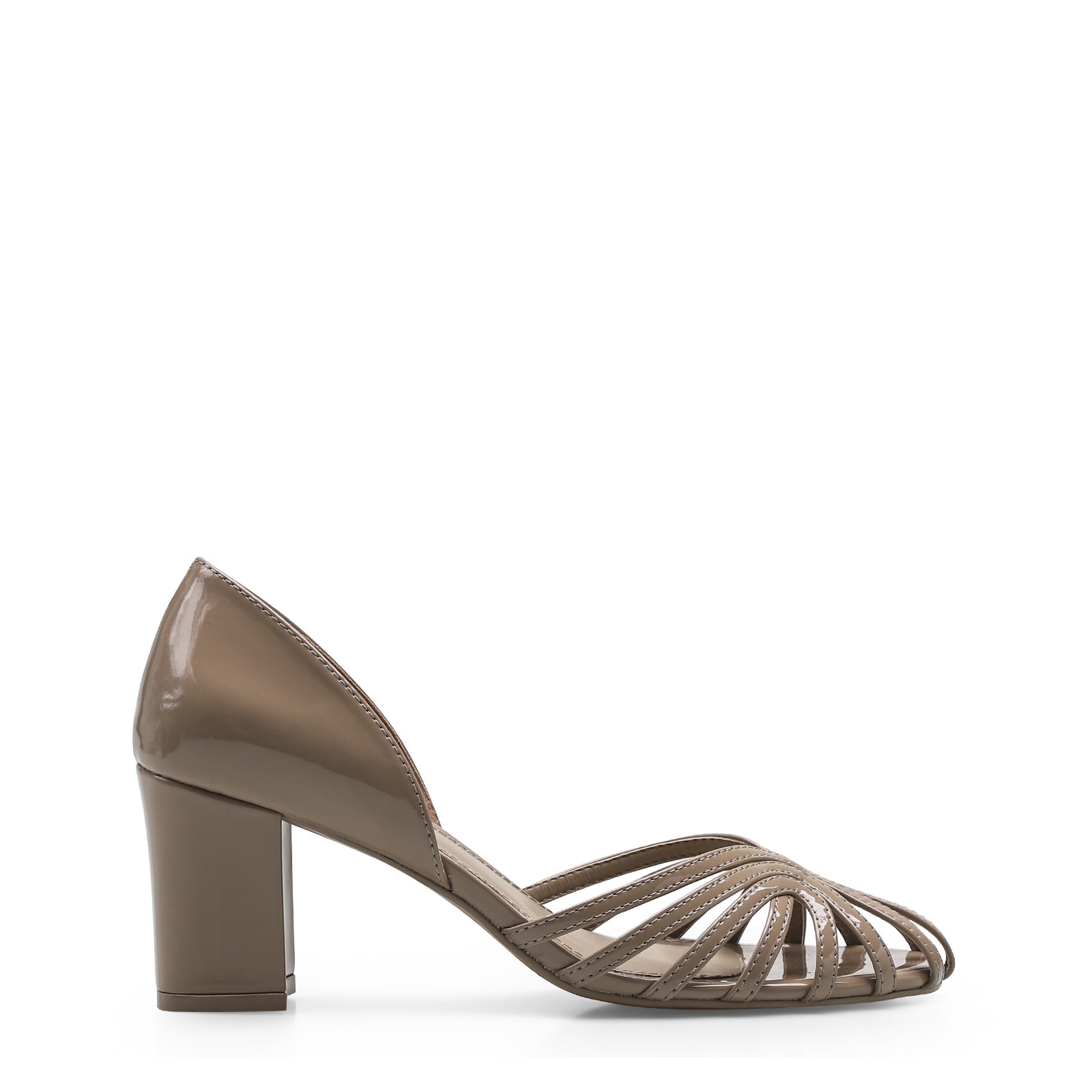 Scarpin Tiras Verniz Bege