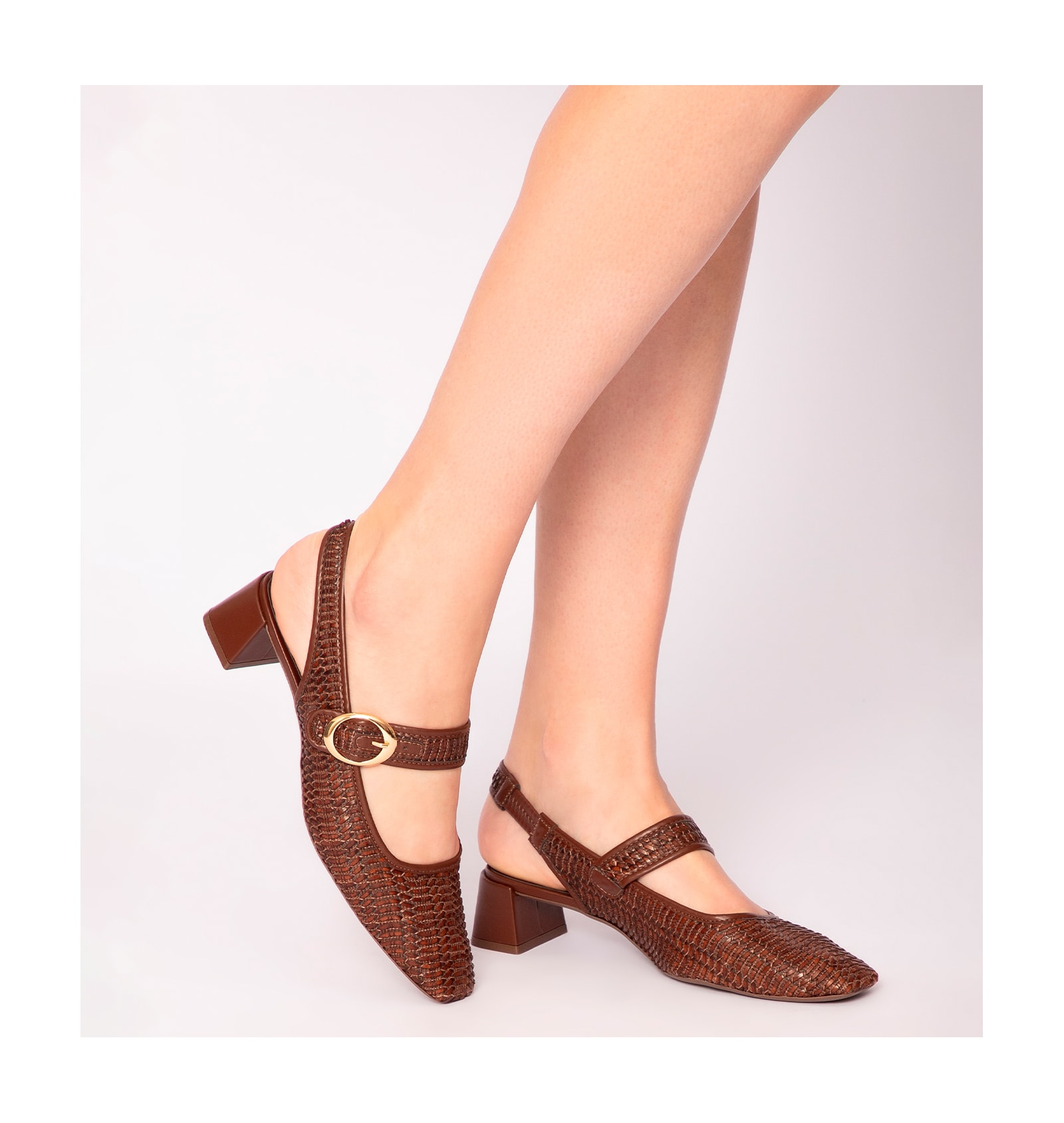 Scarpin Tramado Alt Marrom
