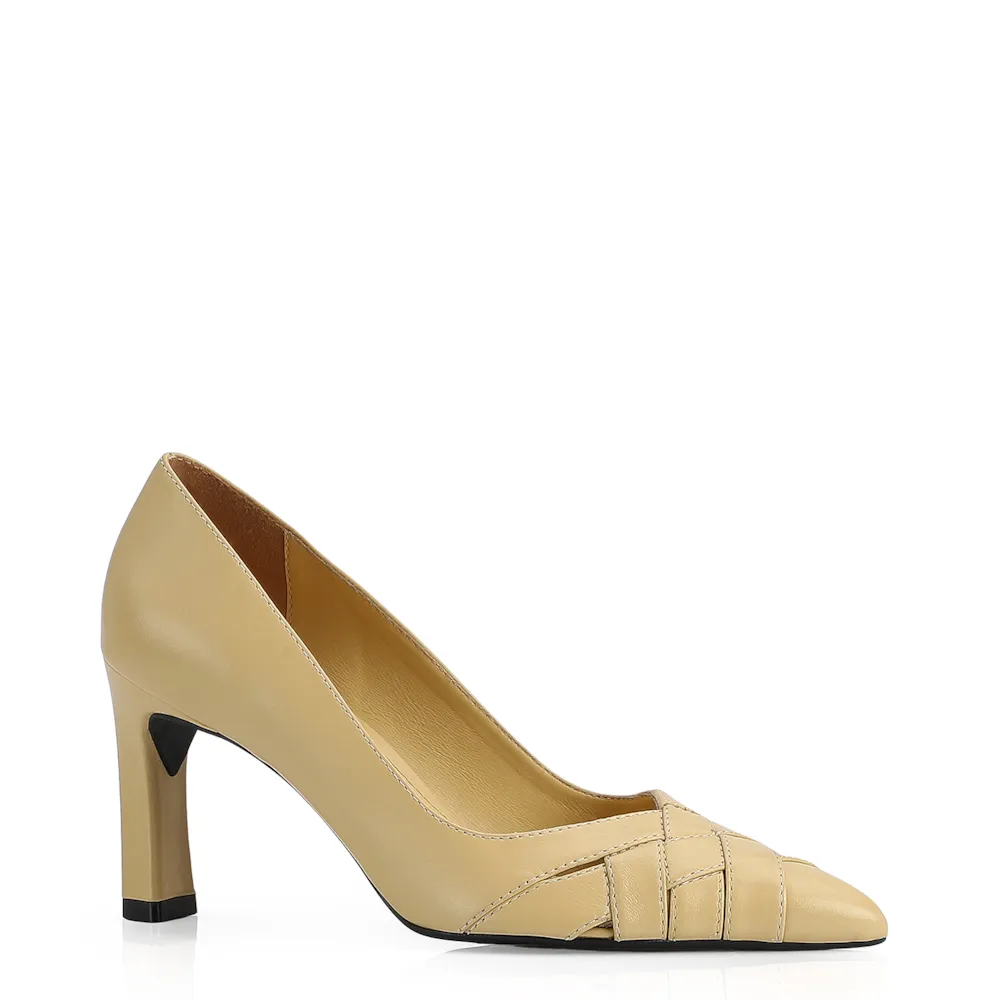 Scarpin Tressê Couro Amarelo