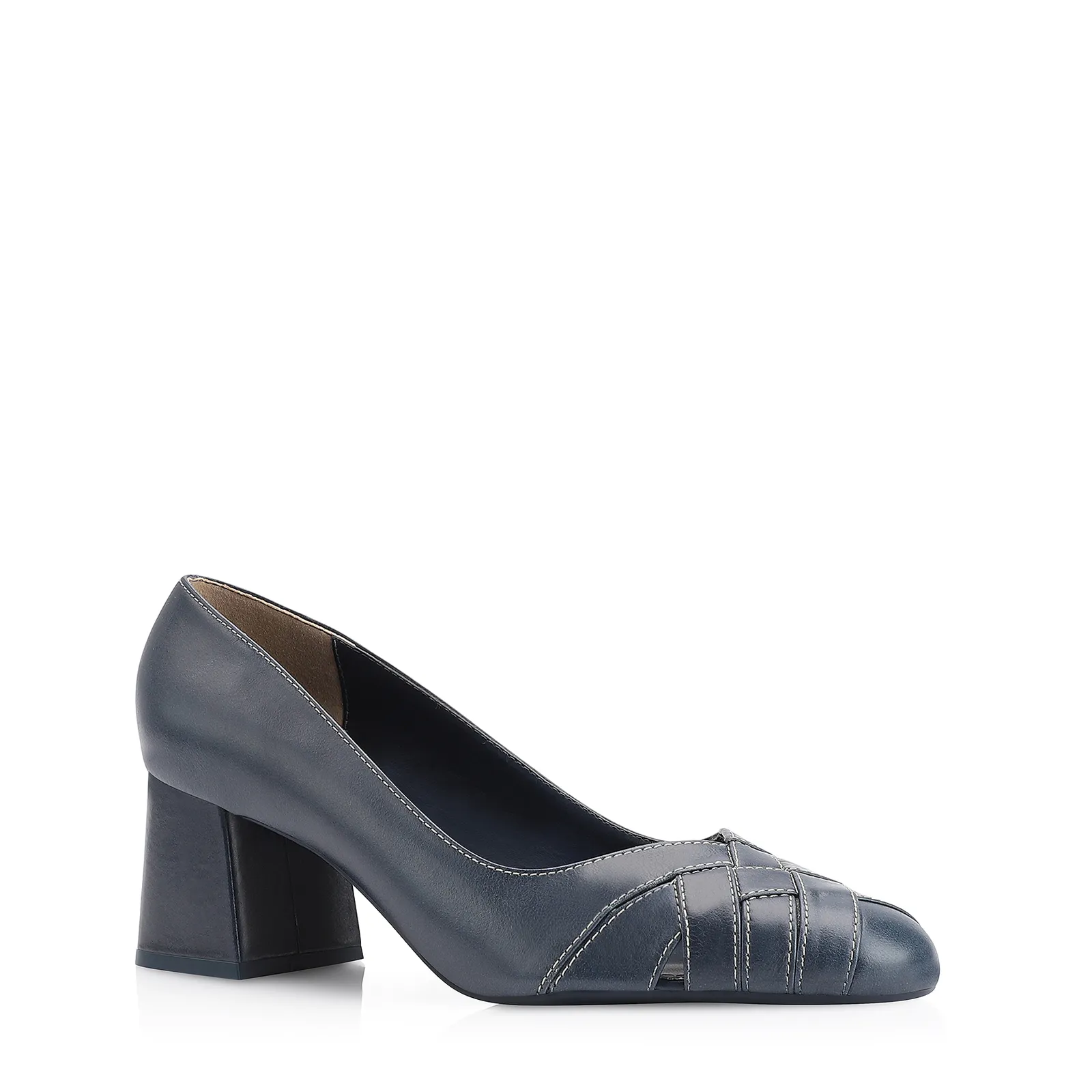 Scarpin Tressê Couro Azul