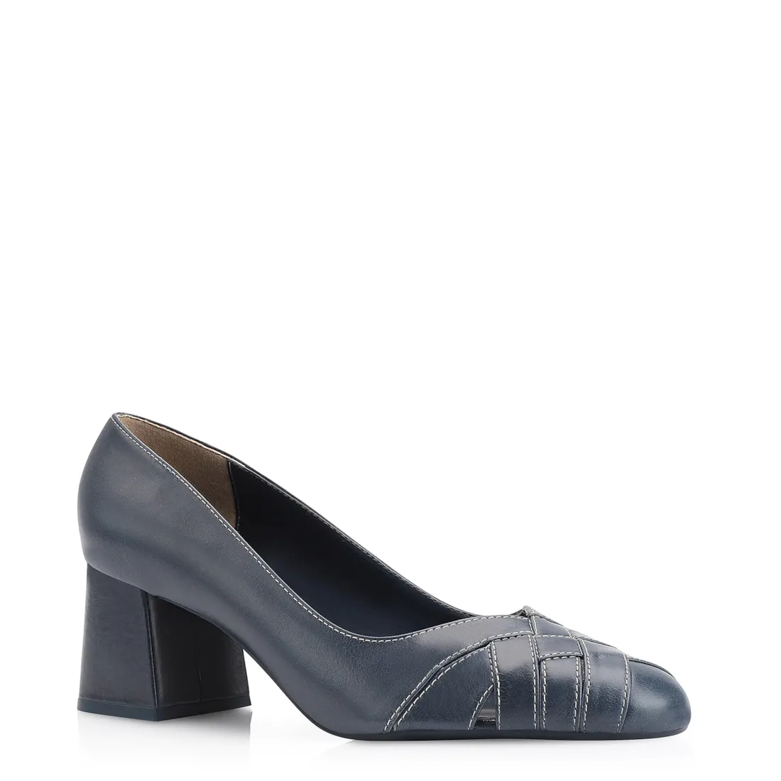 Scarpin Tressê Couro Azul