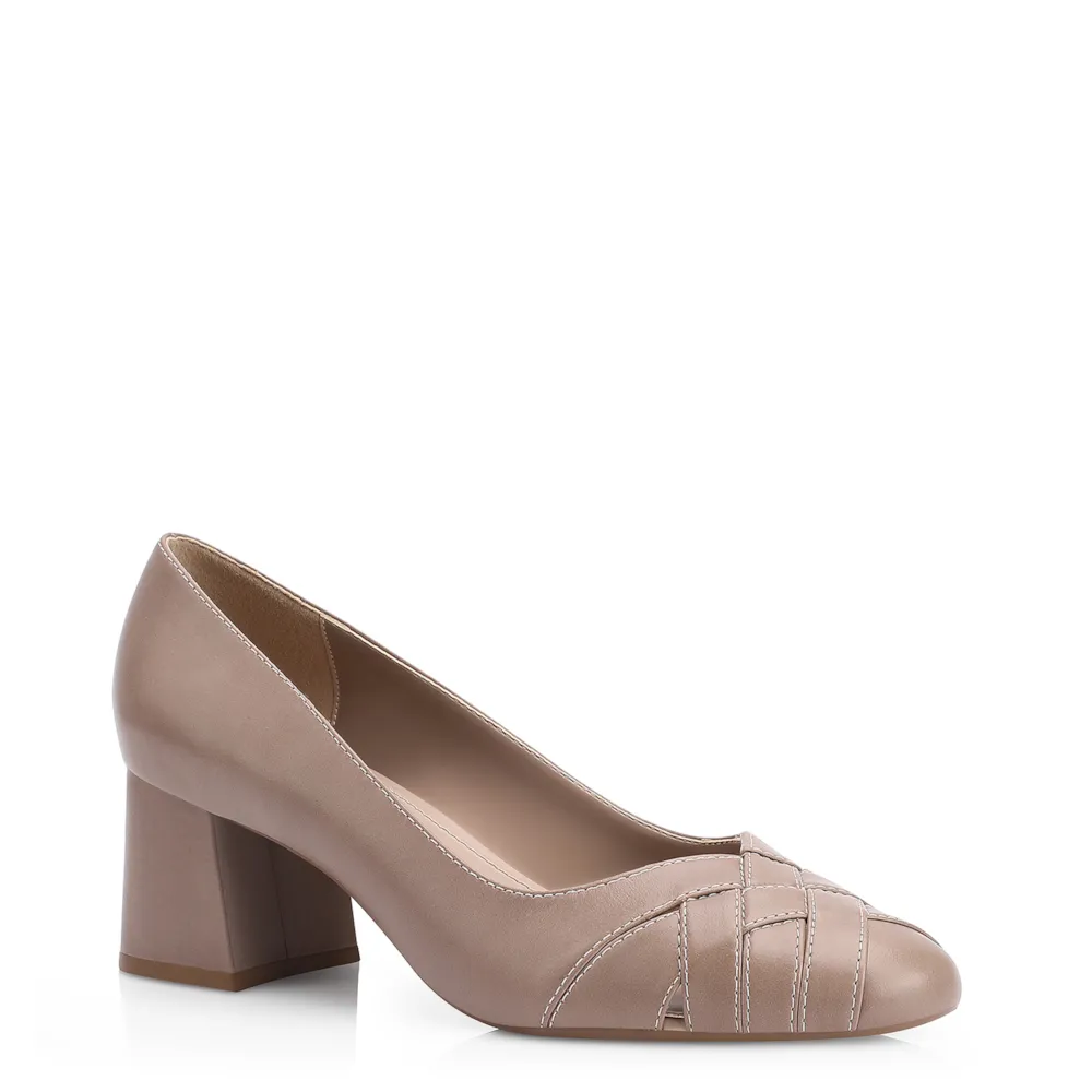 Scarpin Tressê Couro Bege