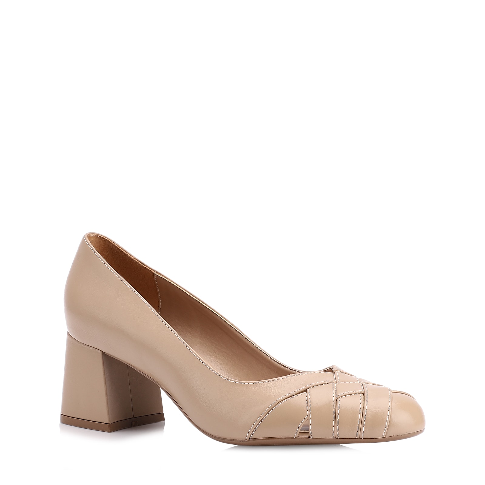 Scarpin Tressê Couro Bege