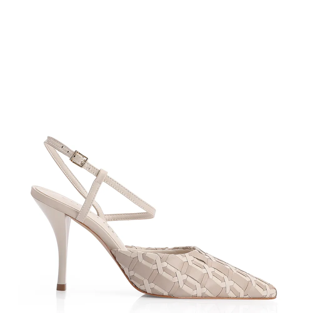 Scarpin Tressê Couro Off White/Bege - imagem 2