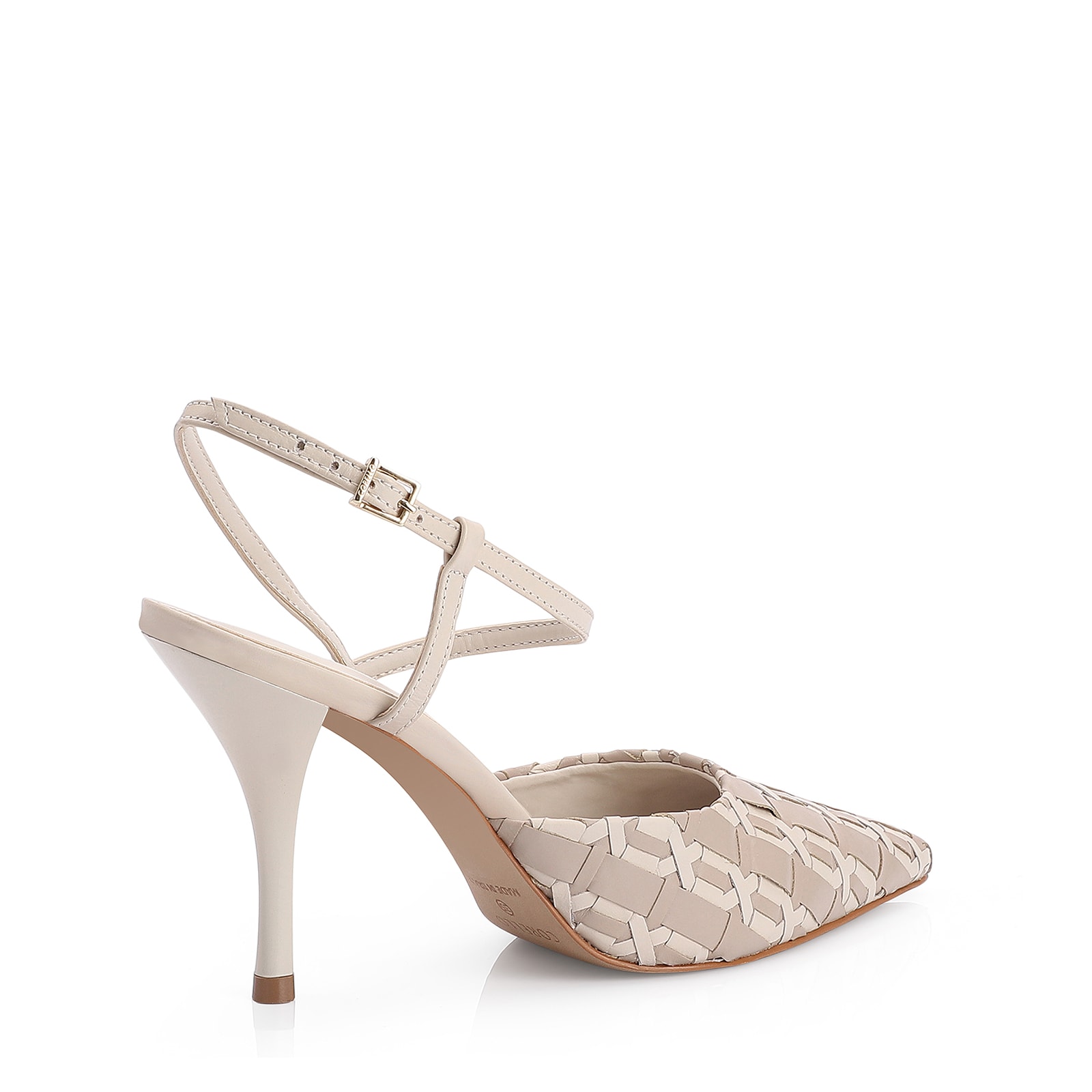 Scarpin Tressê Couro Off White/Bege