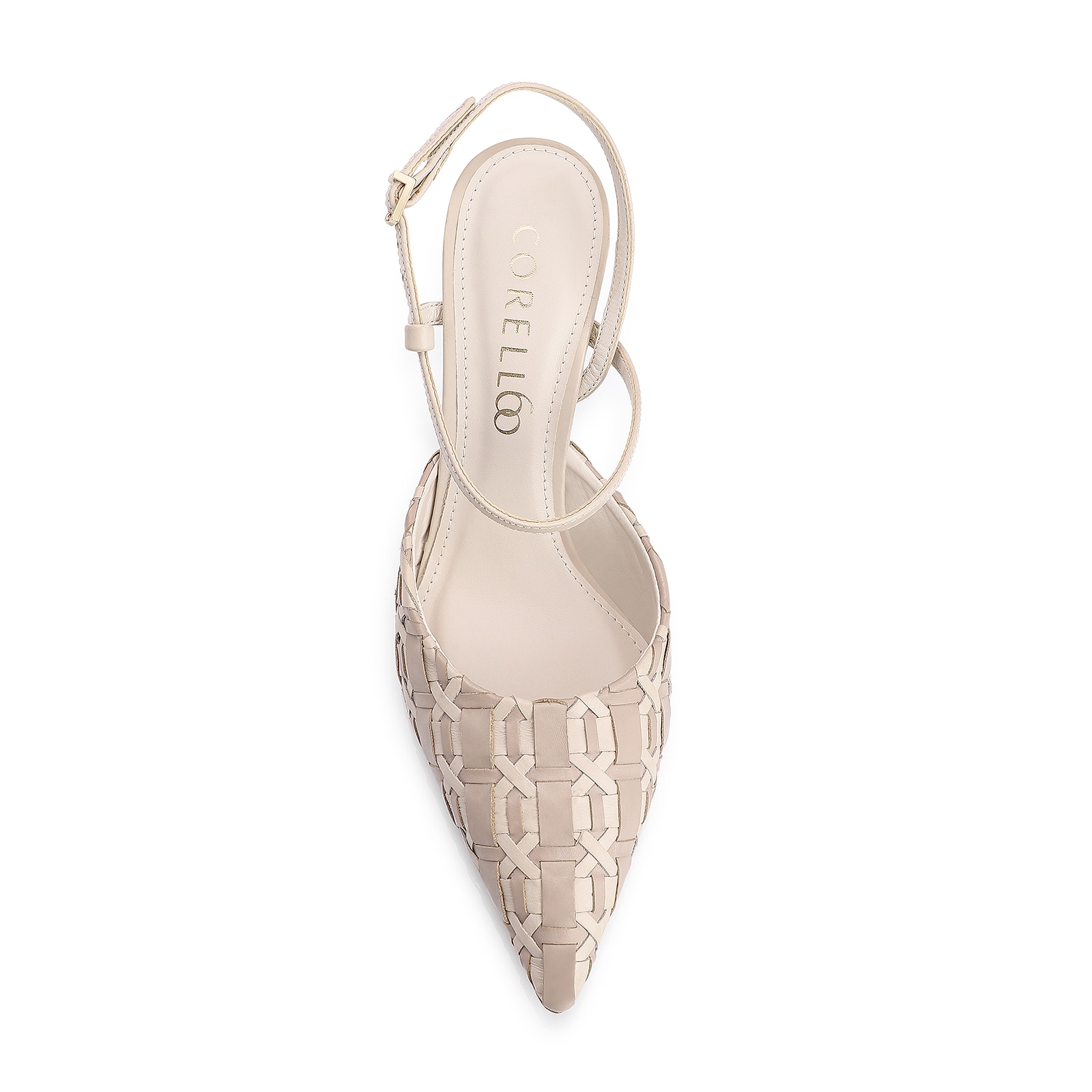Scarpin Tressê Couro Off White/Bege