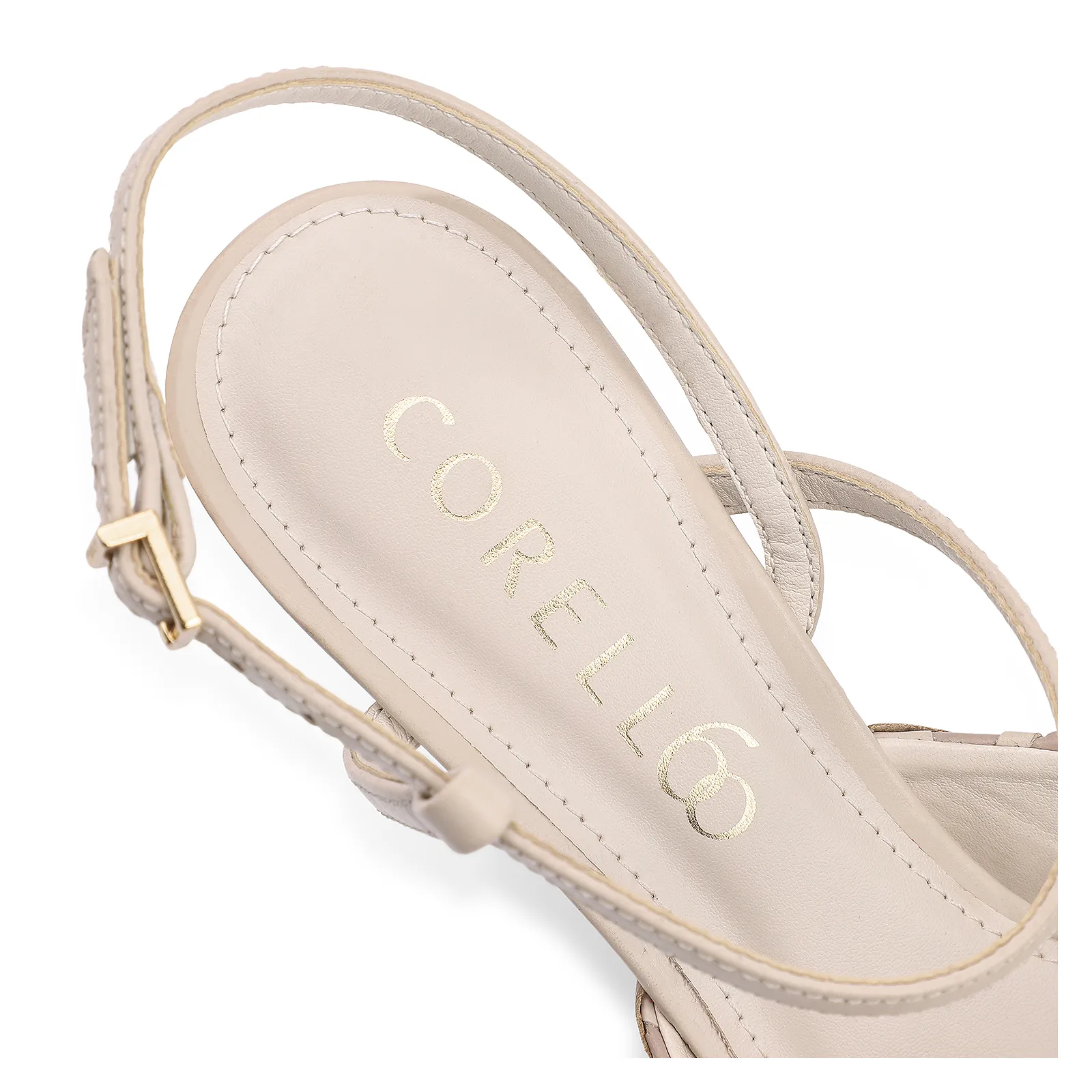 Scarpin Tressê Couro Off White/Bege