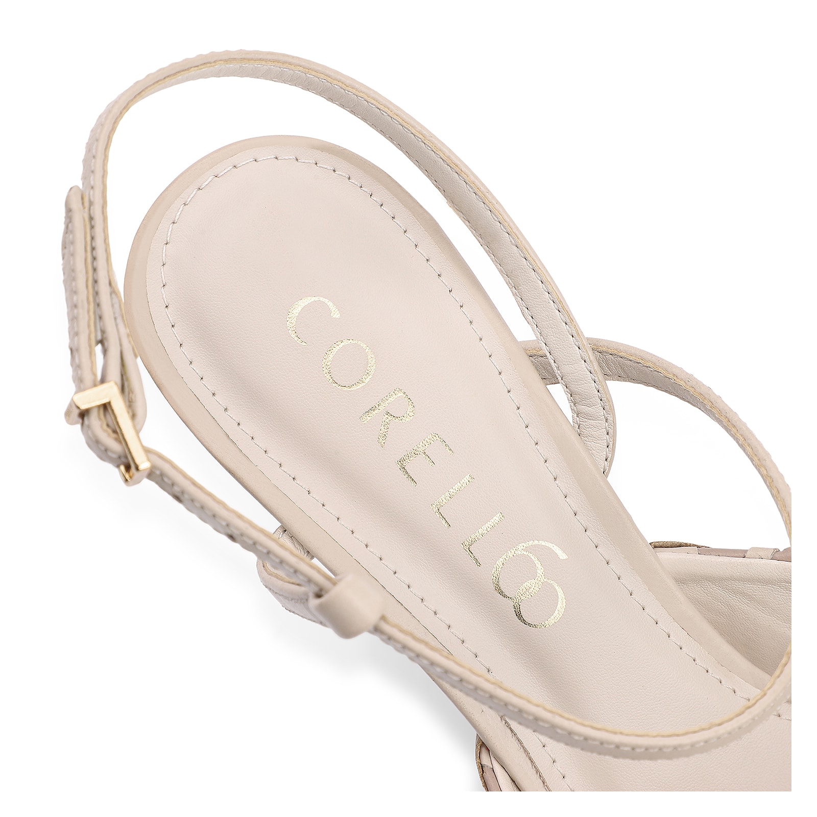 Scarpin Tressê Couro Off White/Bege