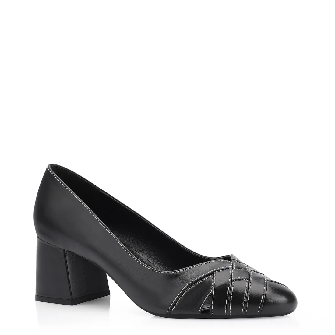Scarpin Tressê Couro Preto