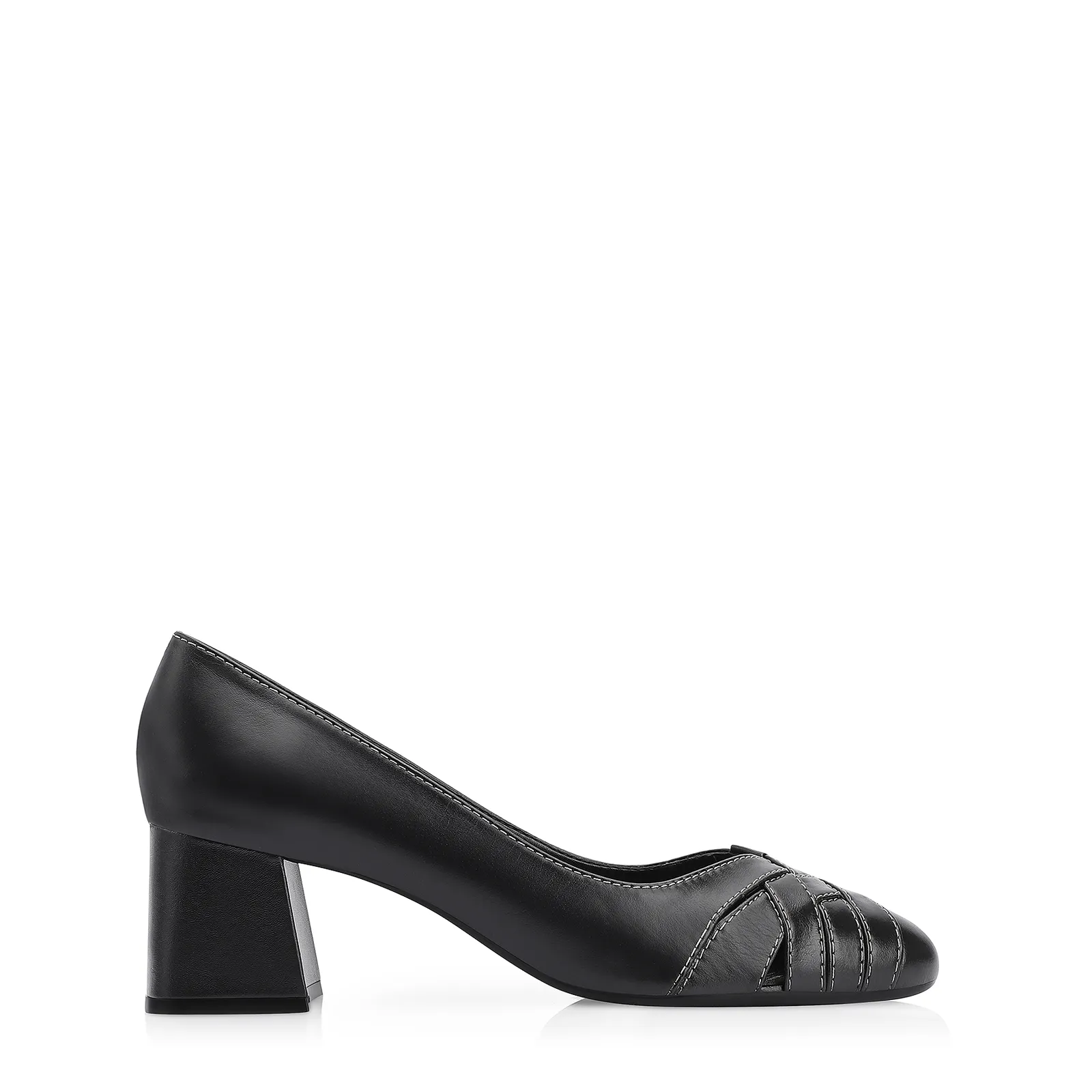 Scarpin Tressê Couro Preto