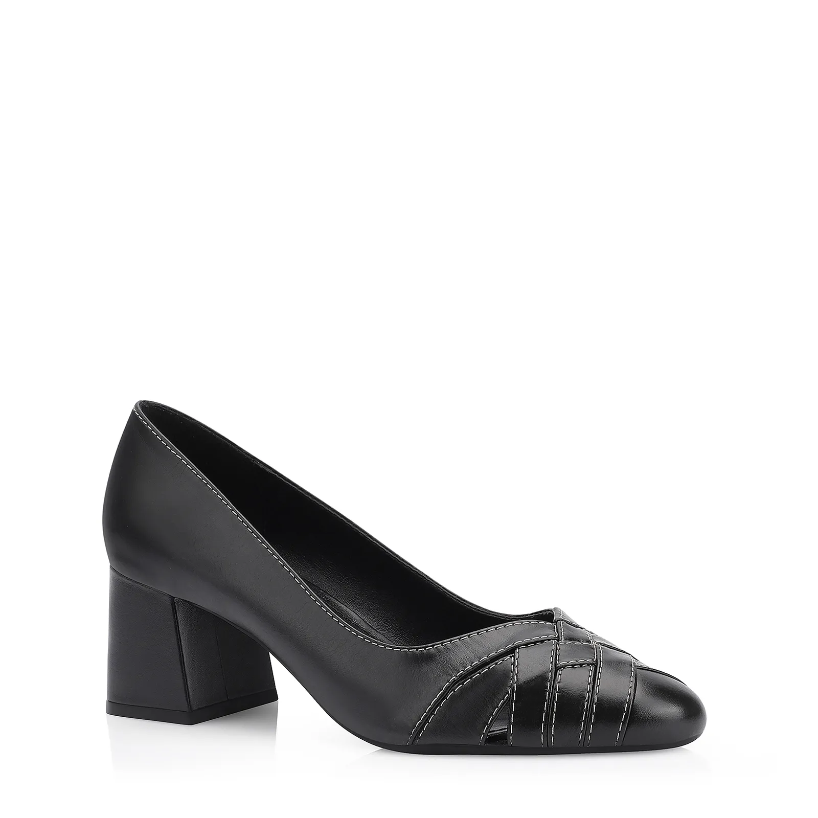 Scarpin Tressê Couro Preto