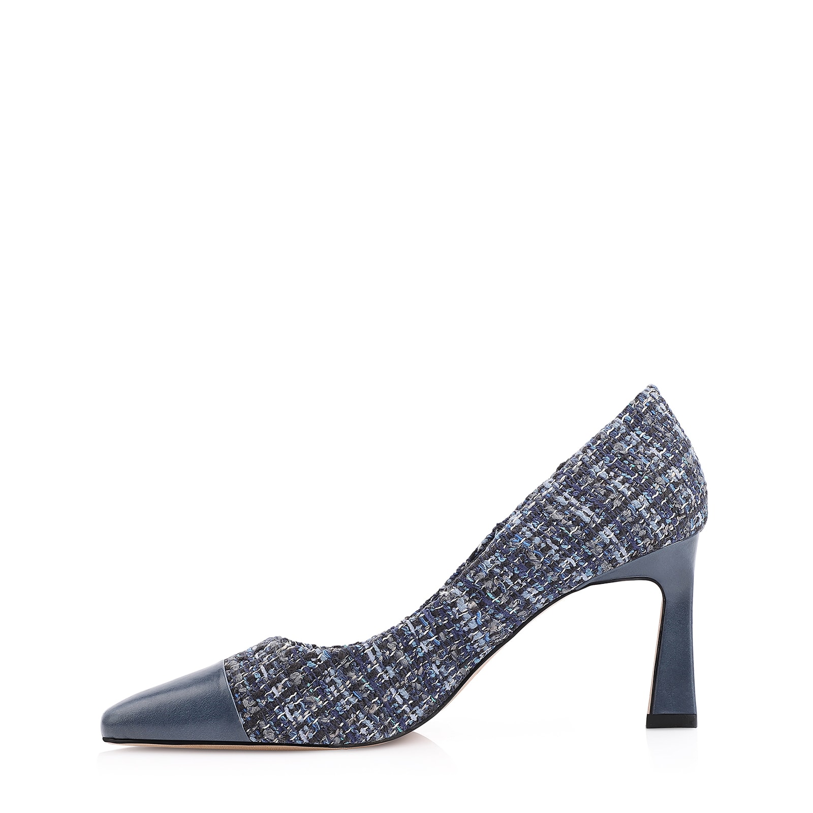 Scarpin Tweed Azul/Couro Azul