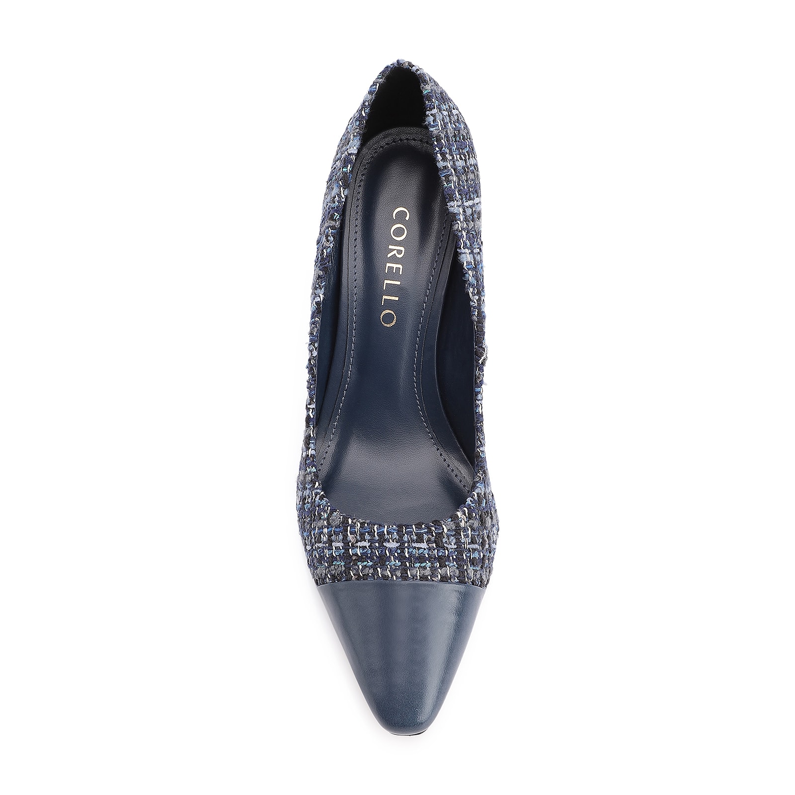 Scarpin Tweed Azul/Couro Azul