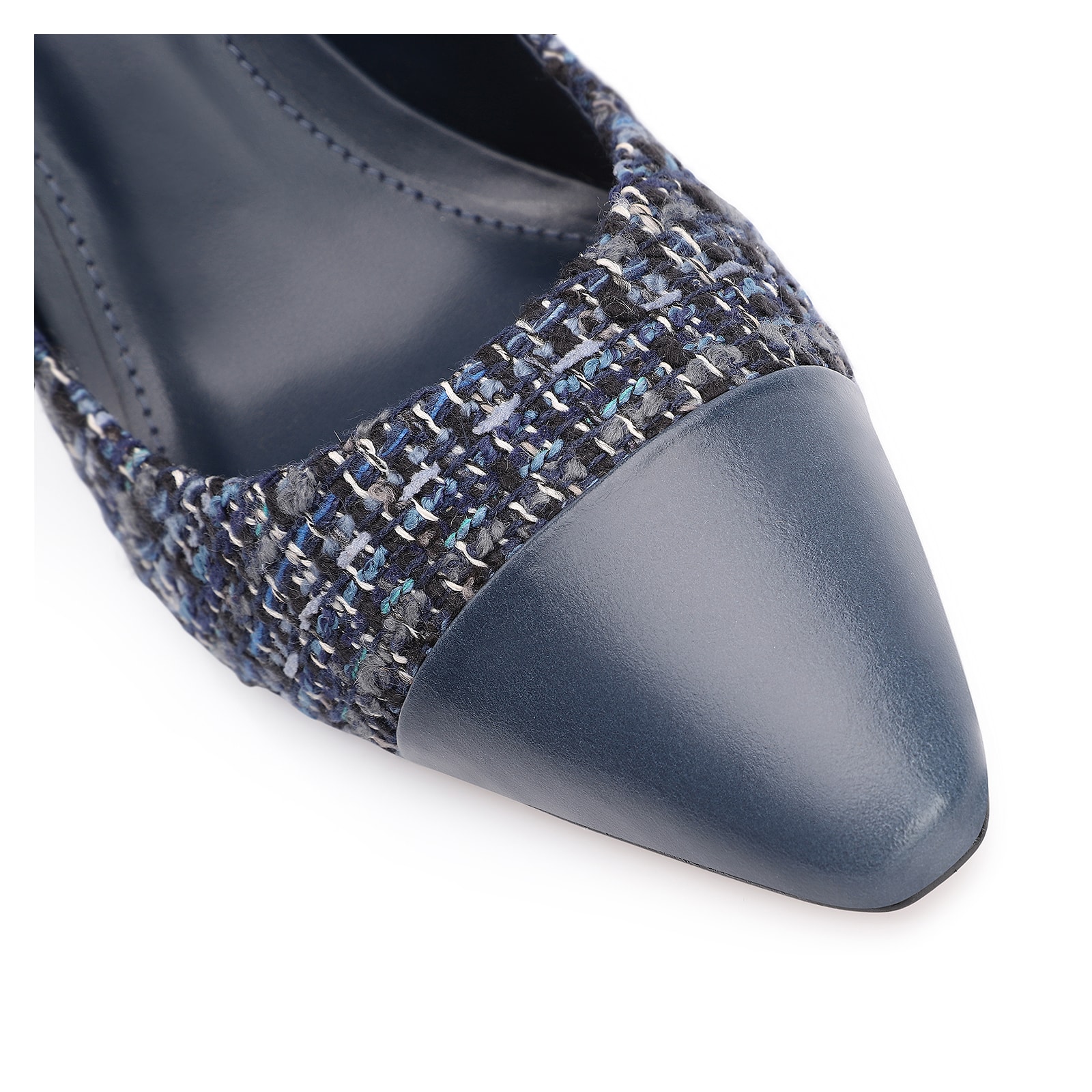 Scarpin Tweed Azul/Couro Azul