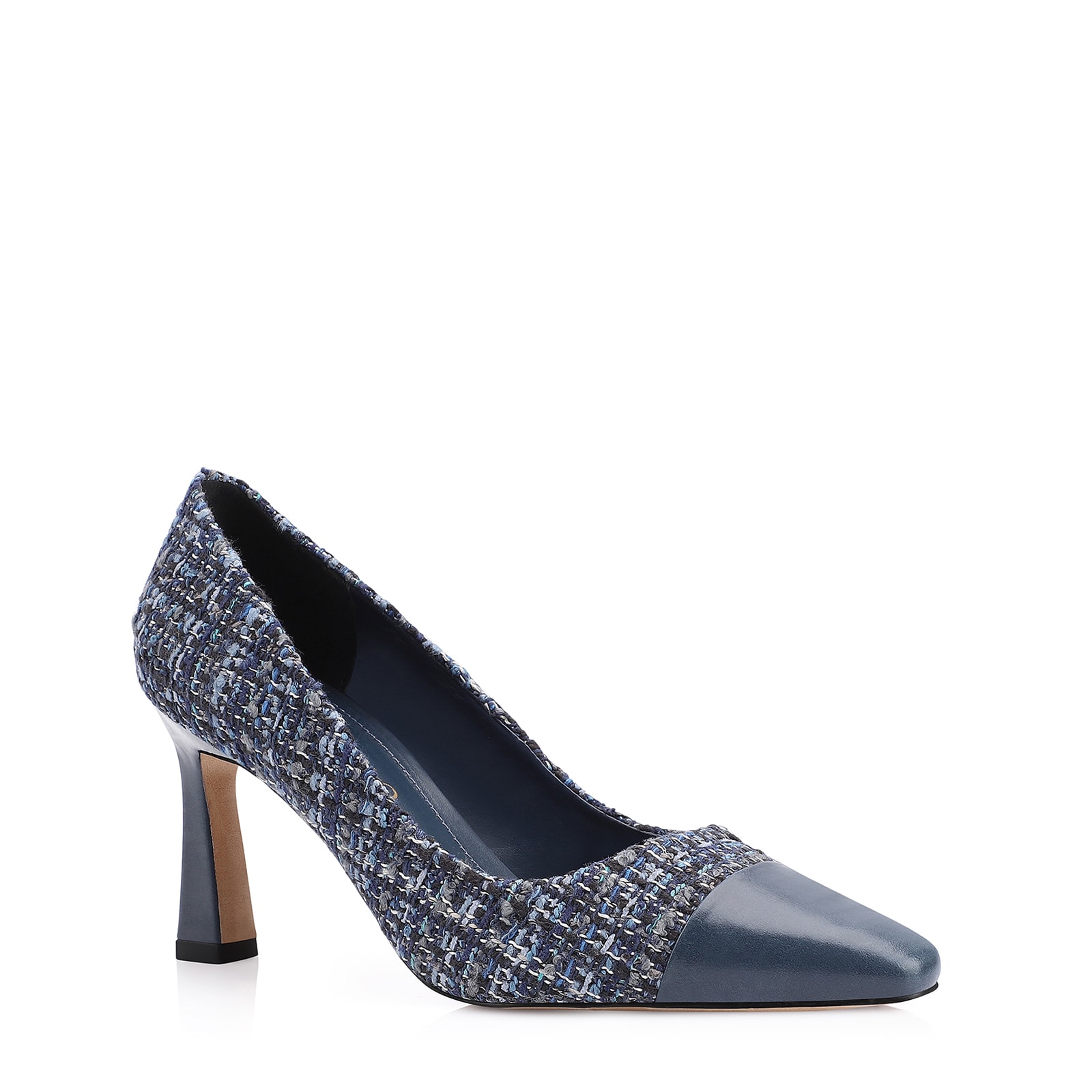 Scarpin Tweed Azul/Couro Azul