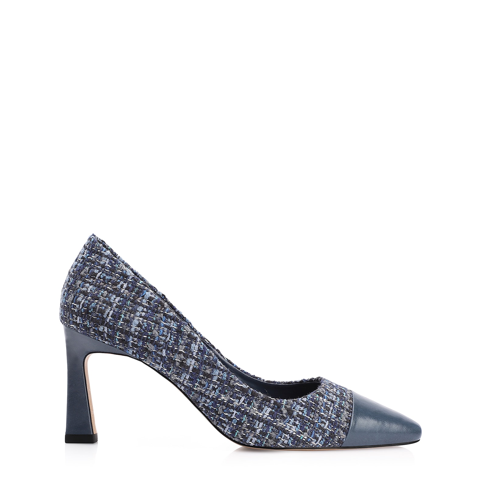 Scarpin Tweed Azul/Couro Azul