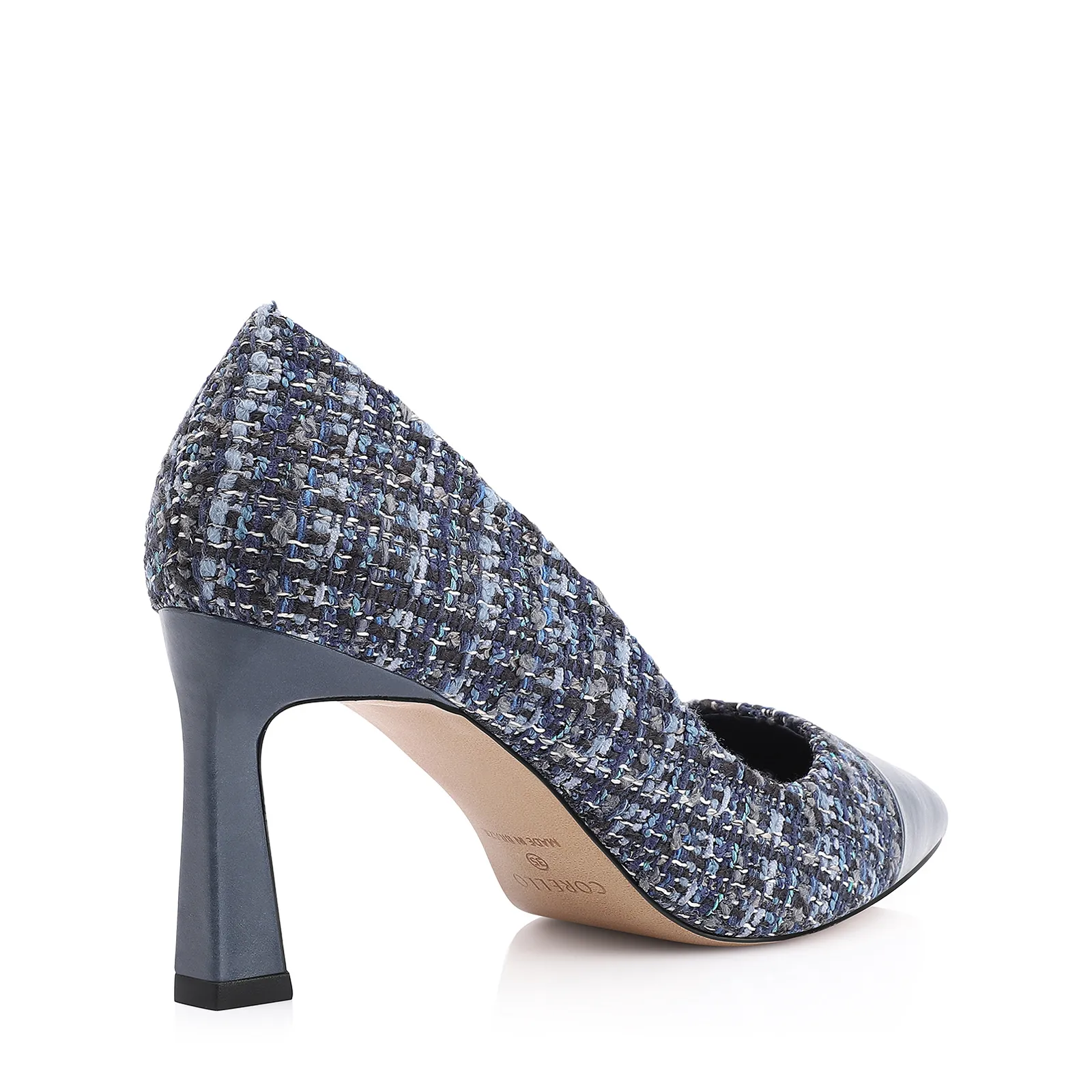 Scarpin Tweed Azul/Couro Azul