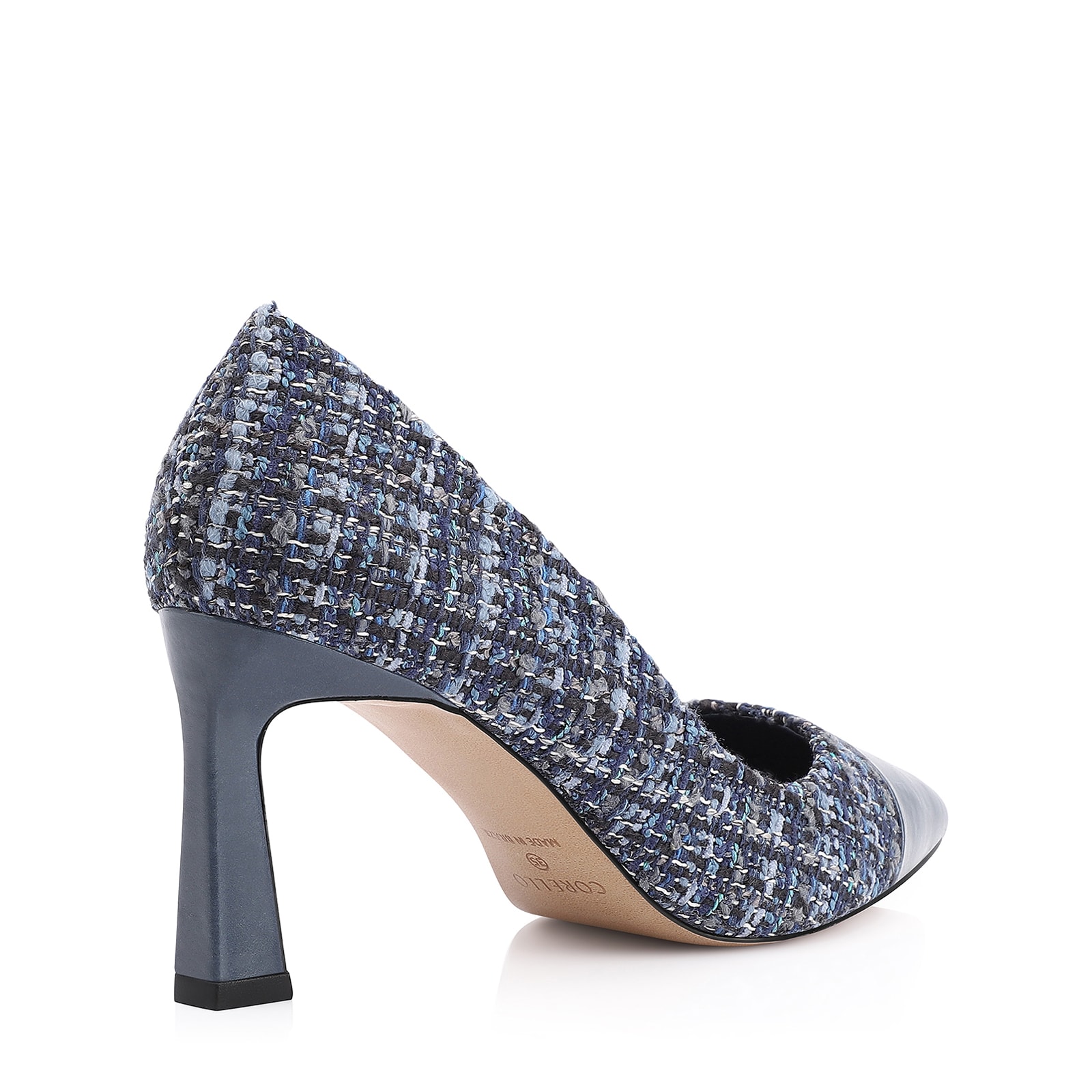 Scarpin Tweed Azul/Couro Azul