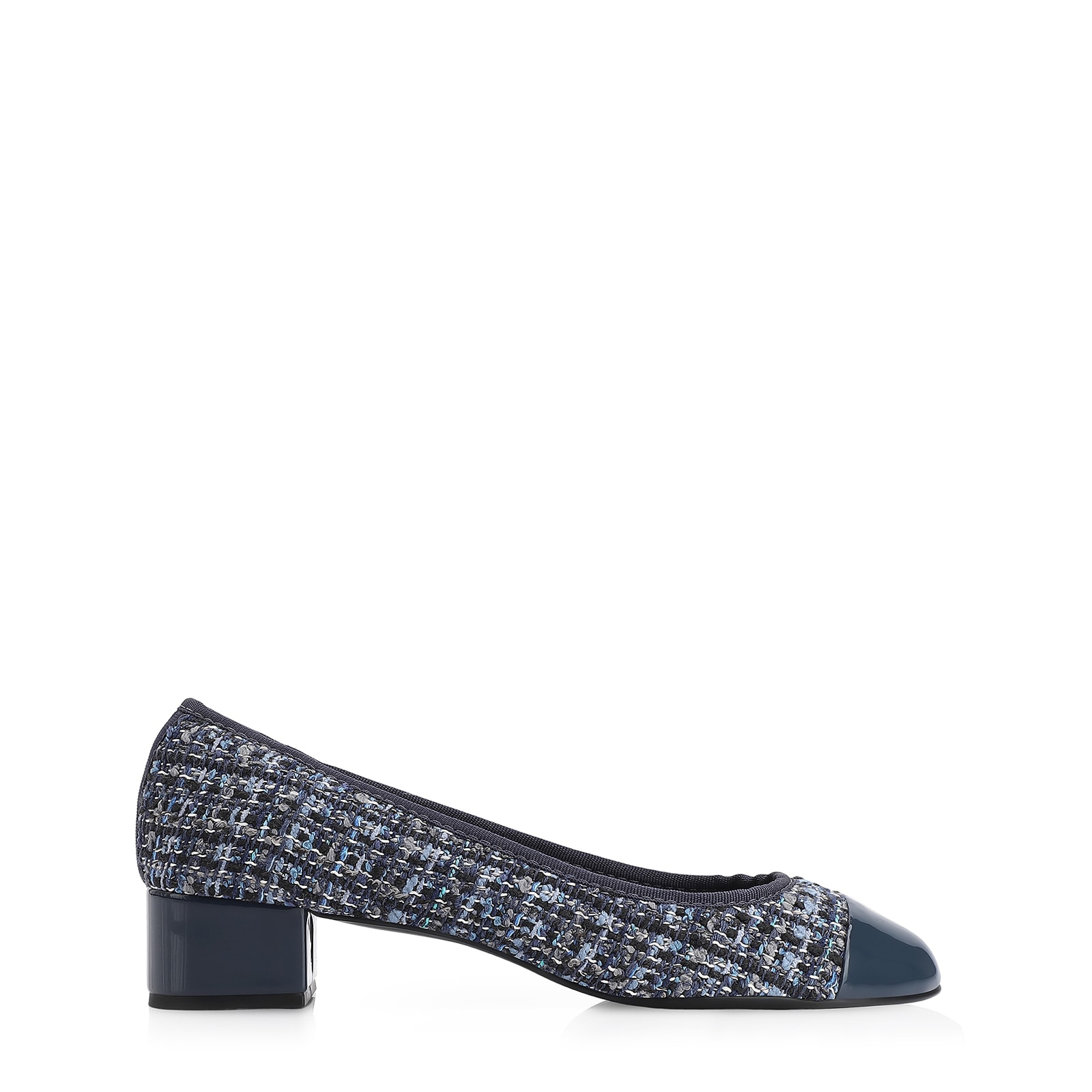 Scarpin Tweed Azul/Verniz Azul