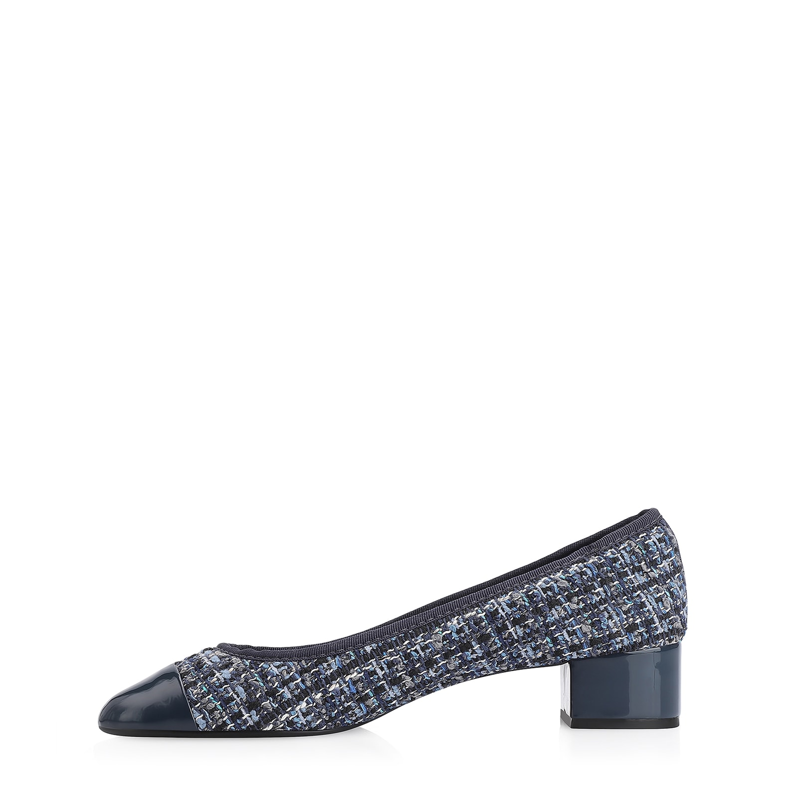 Scarpin Tweed Azul/Verniz Azul