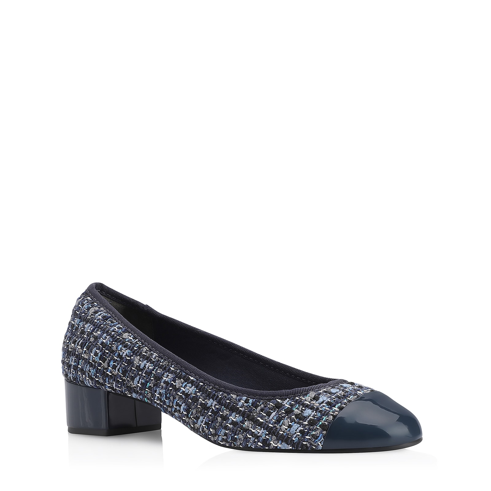 Scarpin Tweed Azul/Verniz Azul