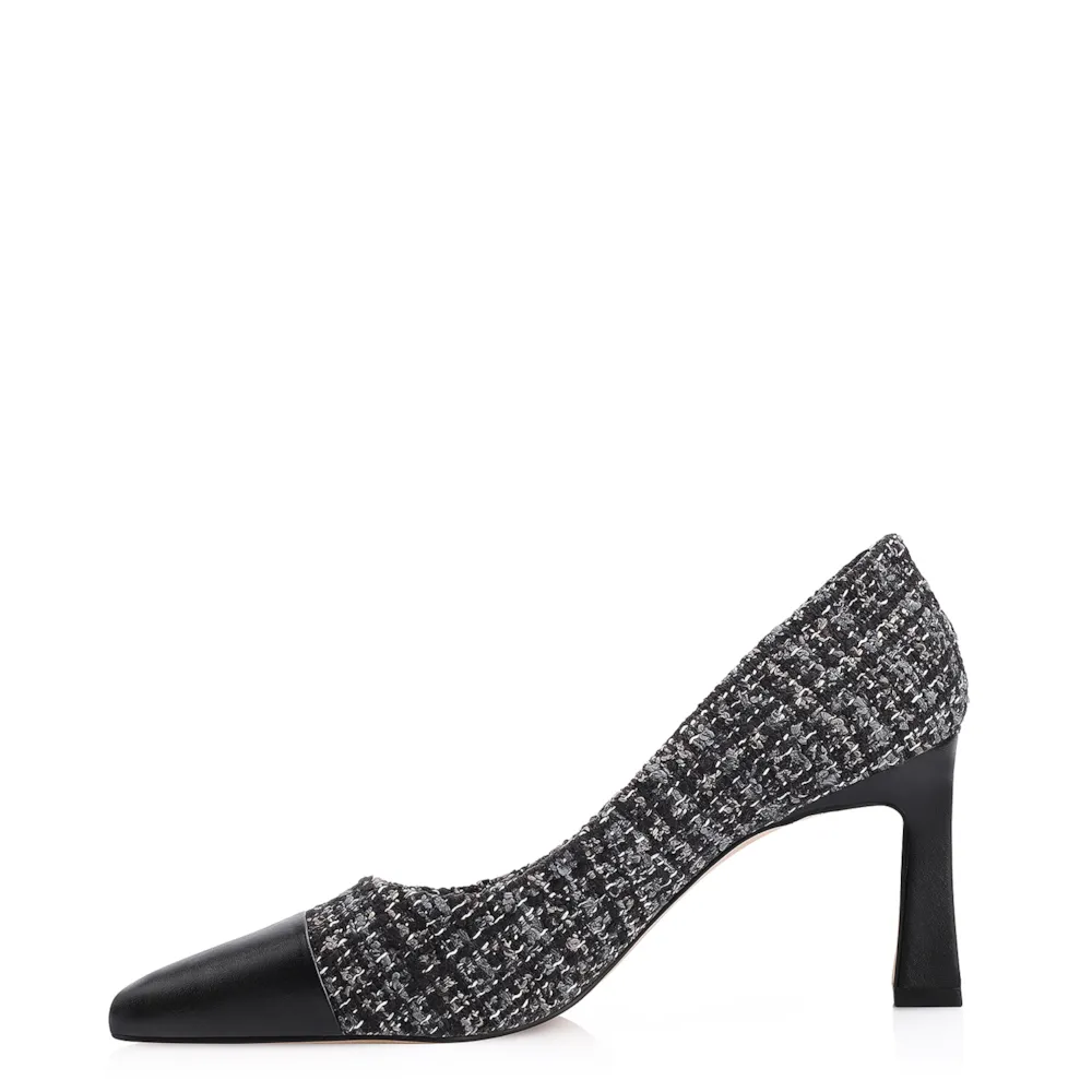 Scarpin Tweed Preto/Couro Preto - imagem 4