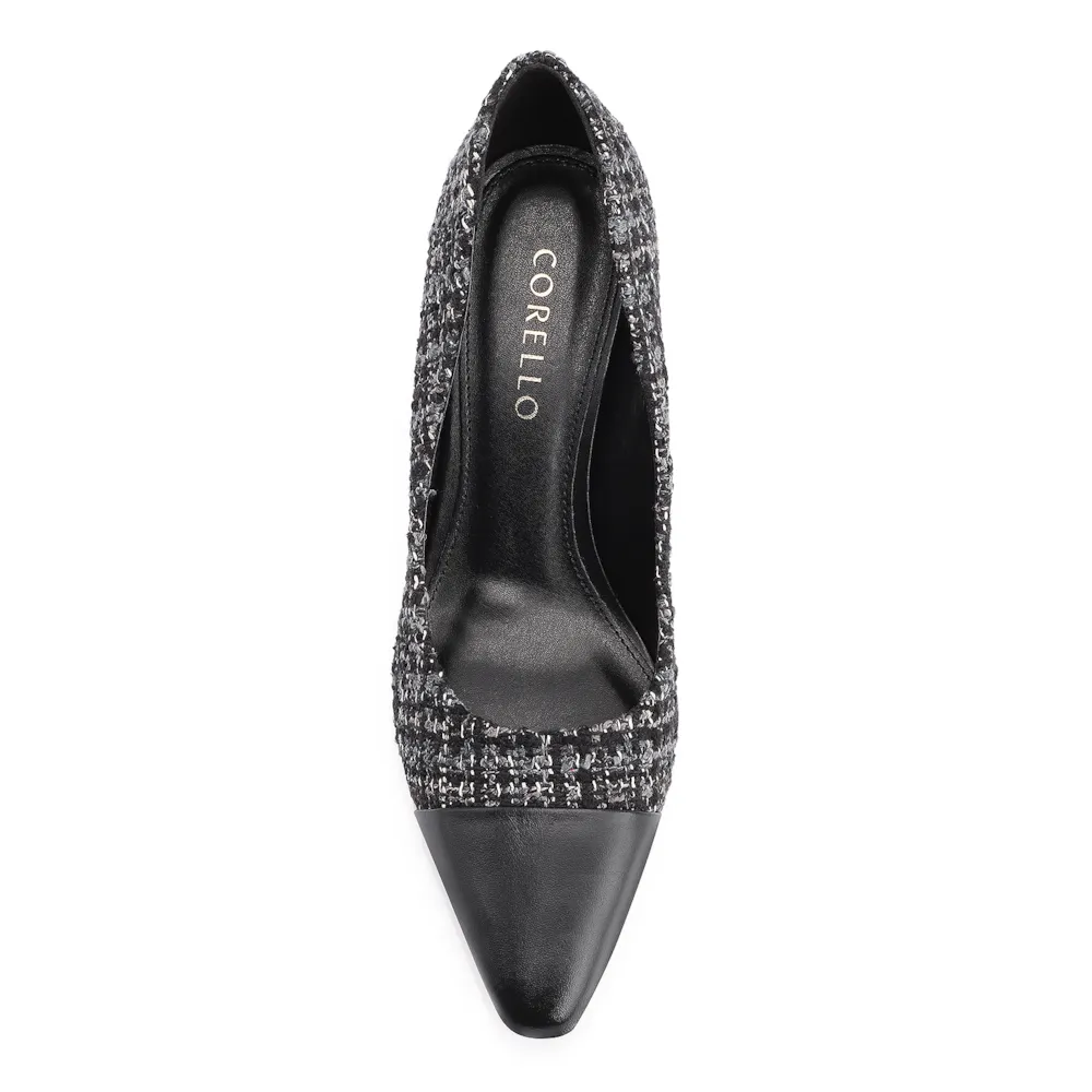 Scarpin Tweed Preto/Couro Preto - imagem 5