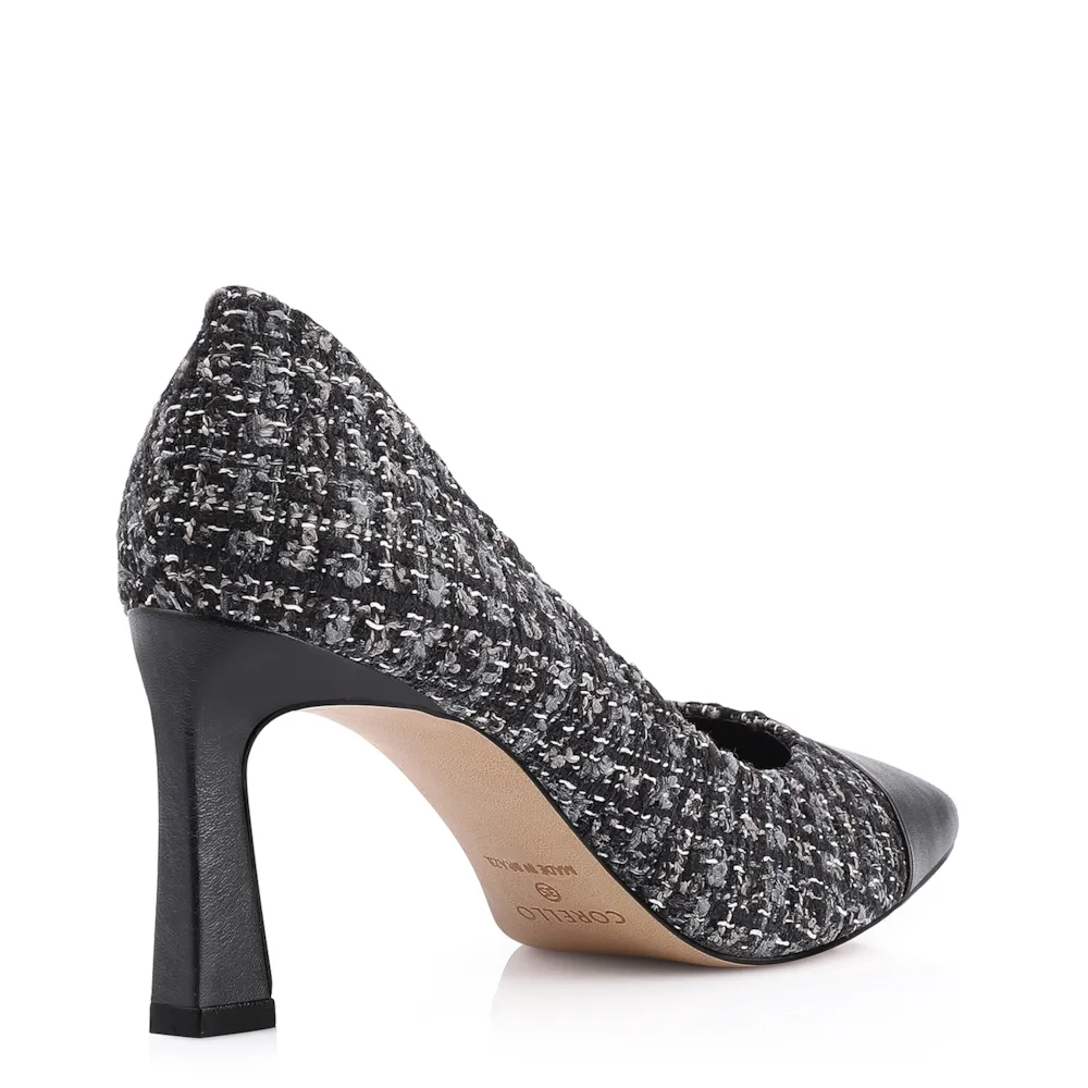 Scarpin Tweed Preto/Couro Preto - imagem 3