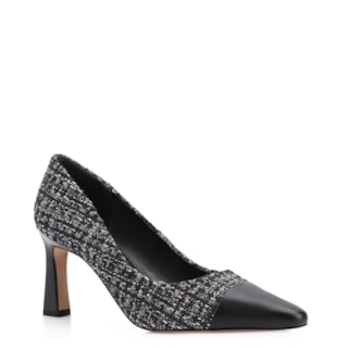 Tweed Preto/Couro Preto