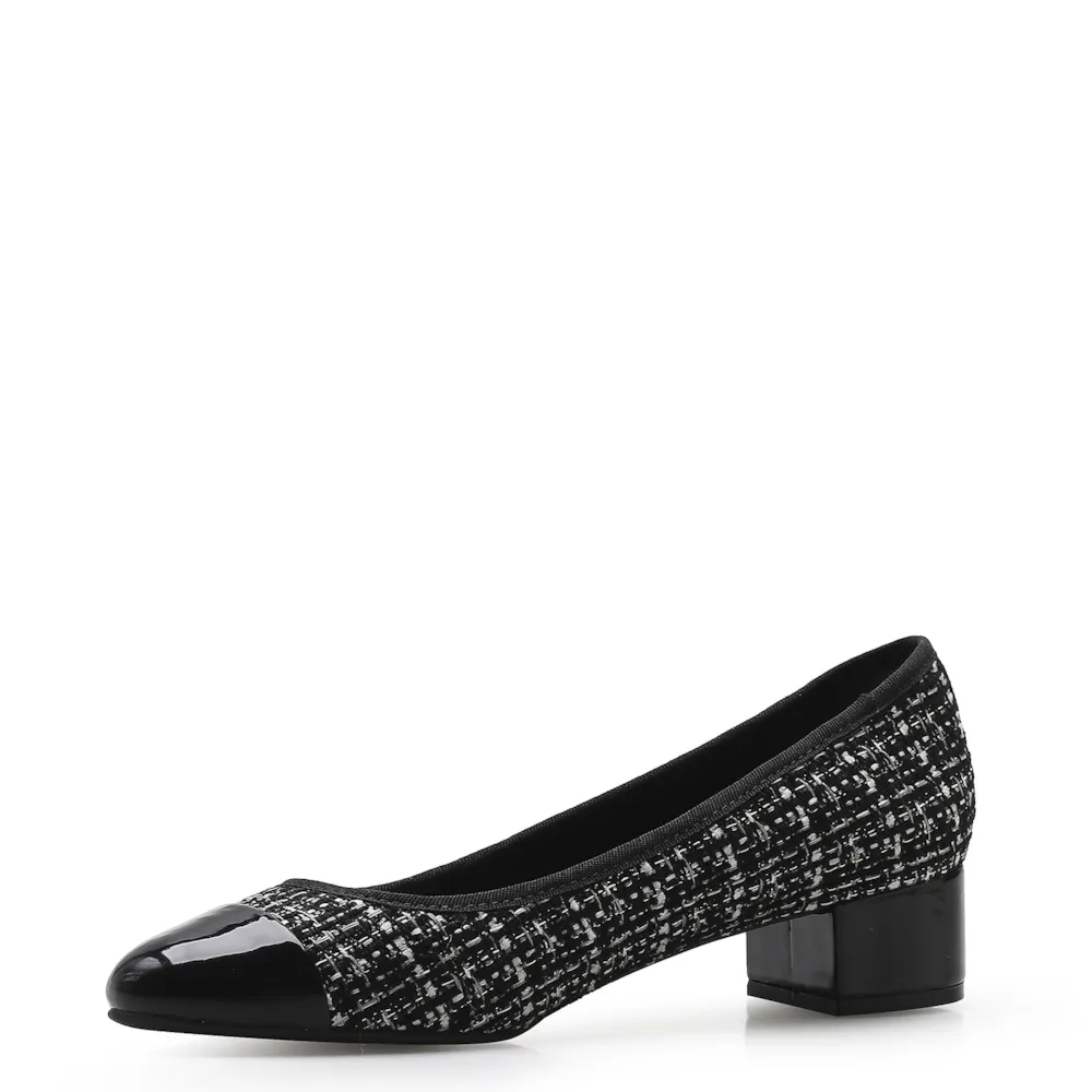 Scarpin Tweed Preto/Verniz Preto - imagem 4