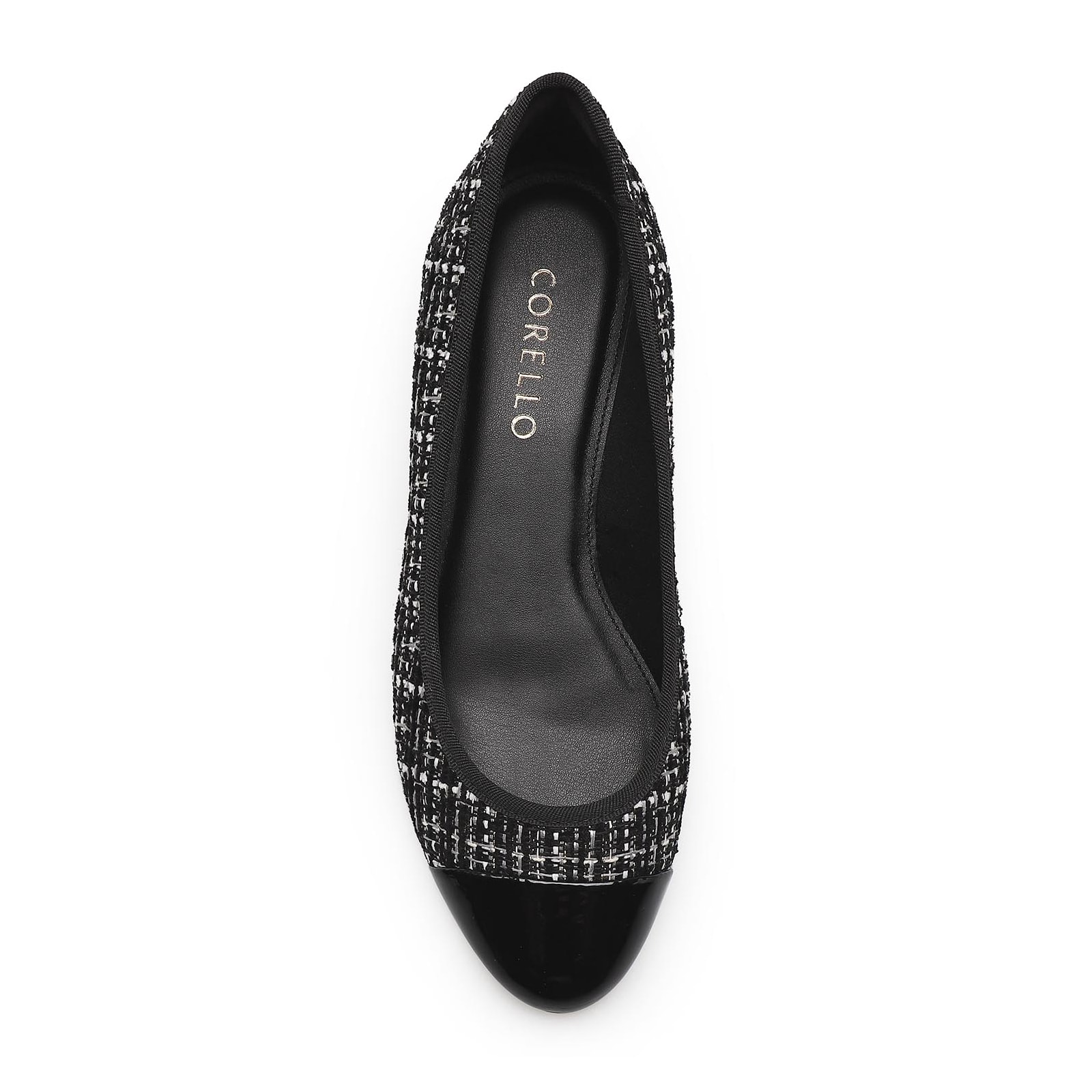 Scarpin Tweed Preto/Verniz Preto