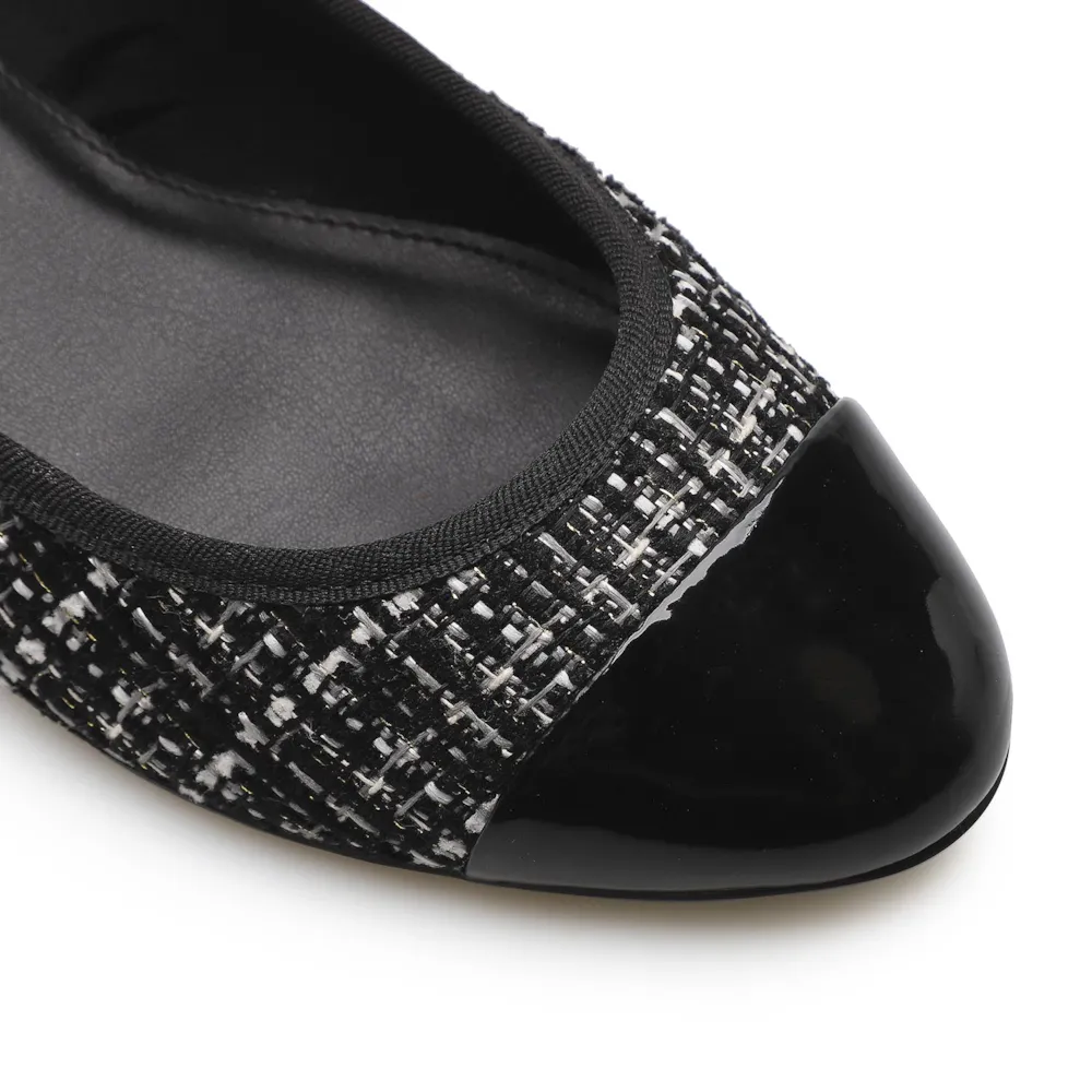 Scarpin Tweed Preto/Verniz Preto - imagem 6