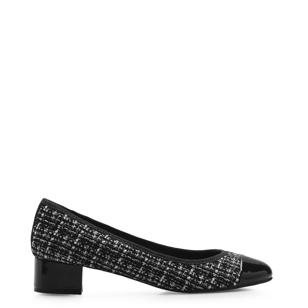 Scarpin Tweed Preto/Verniz Preto - imagem 2