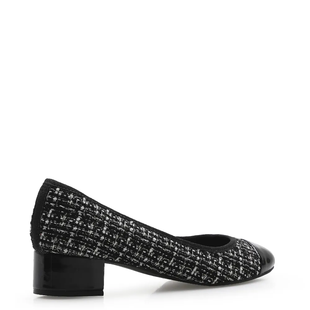Scarpin Tweed Preto/Verniz Preto - imagem 3