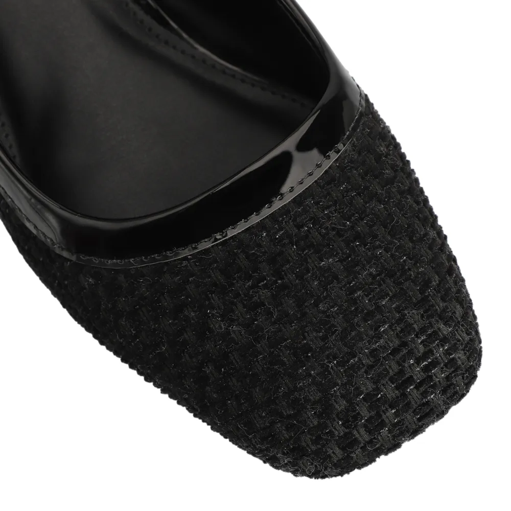 Scarpin Tweed Preto/Verniz Preto - imagem 6